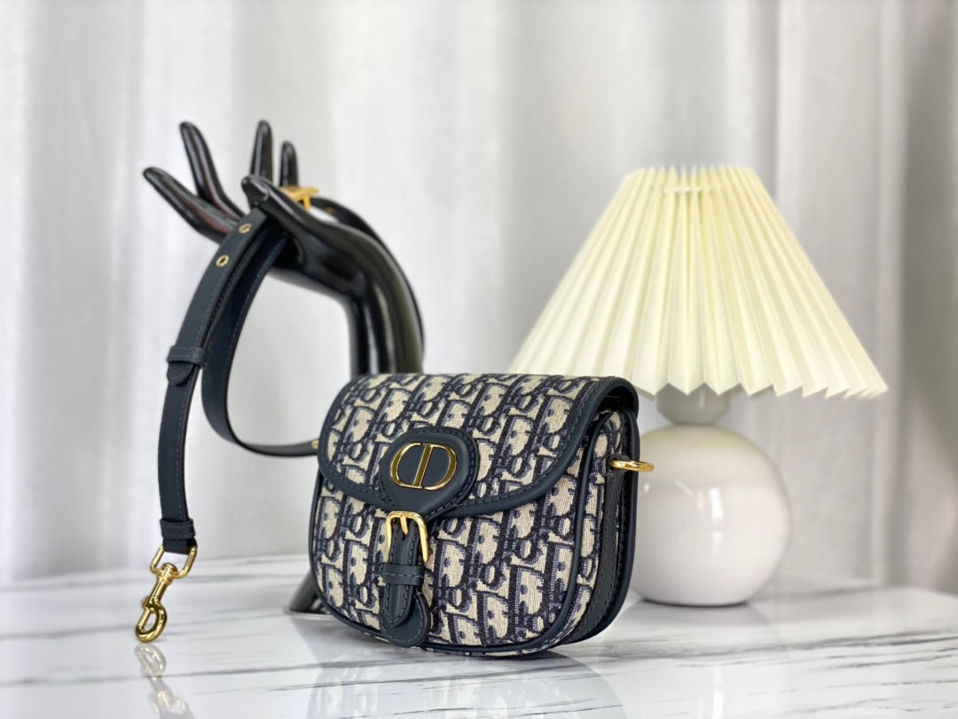 SMALL CD BOBBY 18CM BLUE OBLIQUE CANVAS GOLD HARDWARE mysite