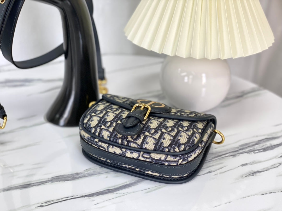 SMALL CD BOBBY 18CM BLUE OBLIQUE CANVAS GOLD HARDWARE mysite