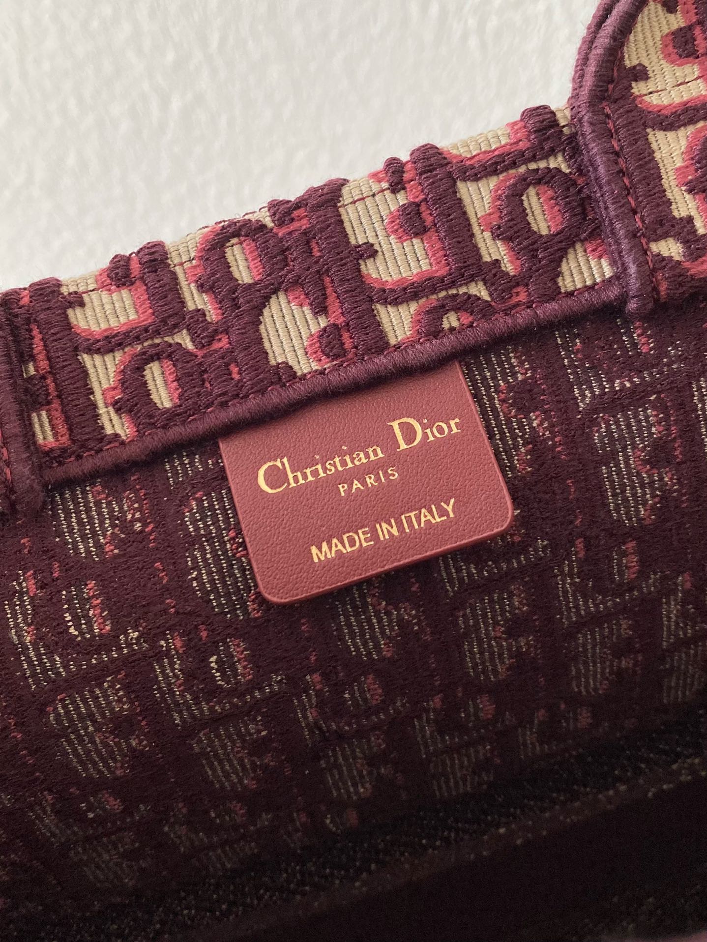 Large CD Book Tote 42cm Burgundy Retro Style D Letter Embroidery mysite