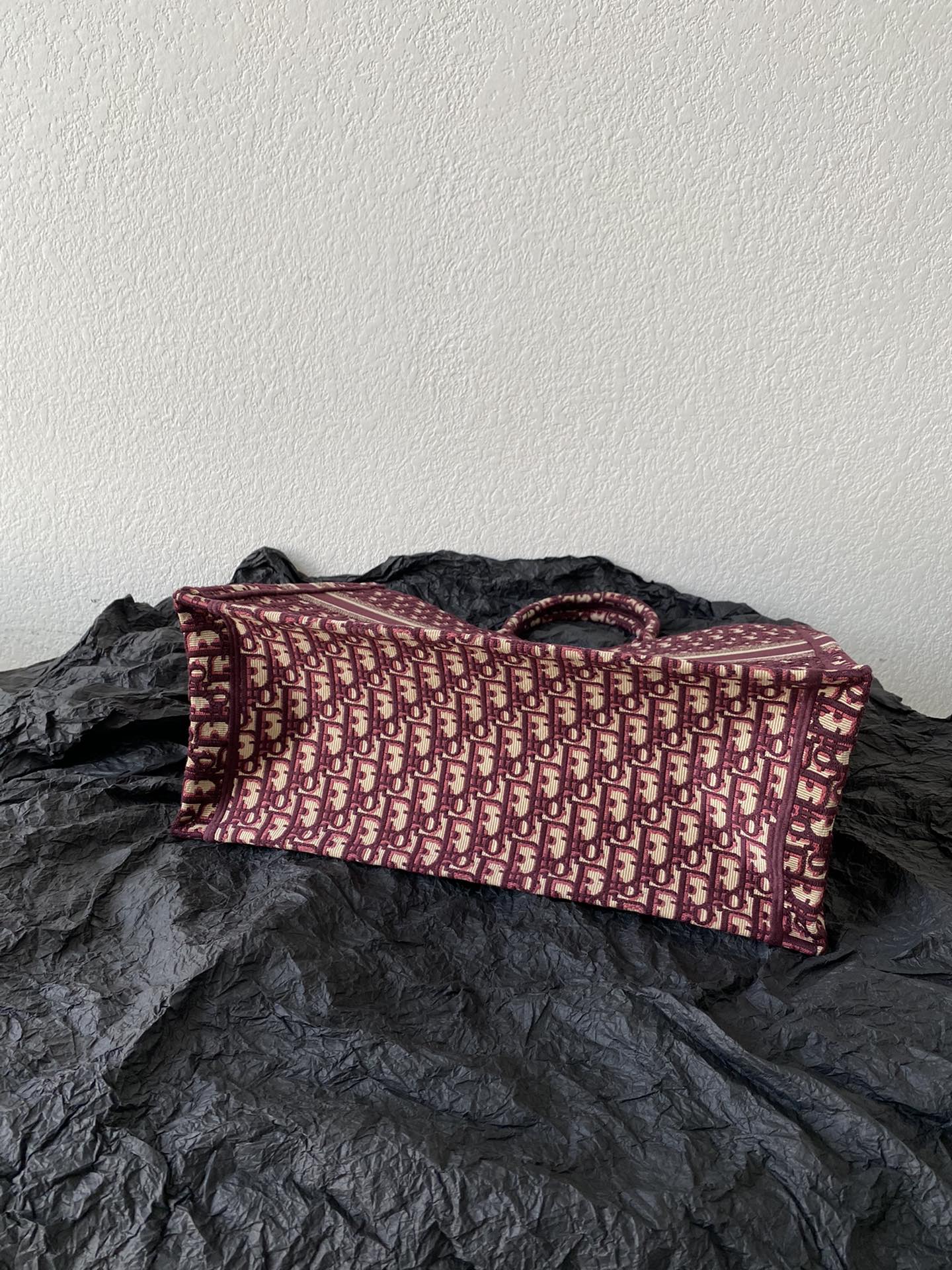 Large CD Book Tote 42cm Burgundy Retro Style D Letter Embroidery mysite