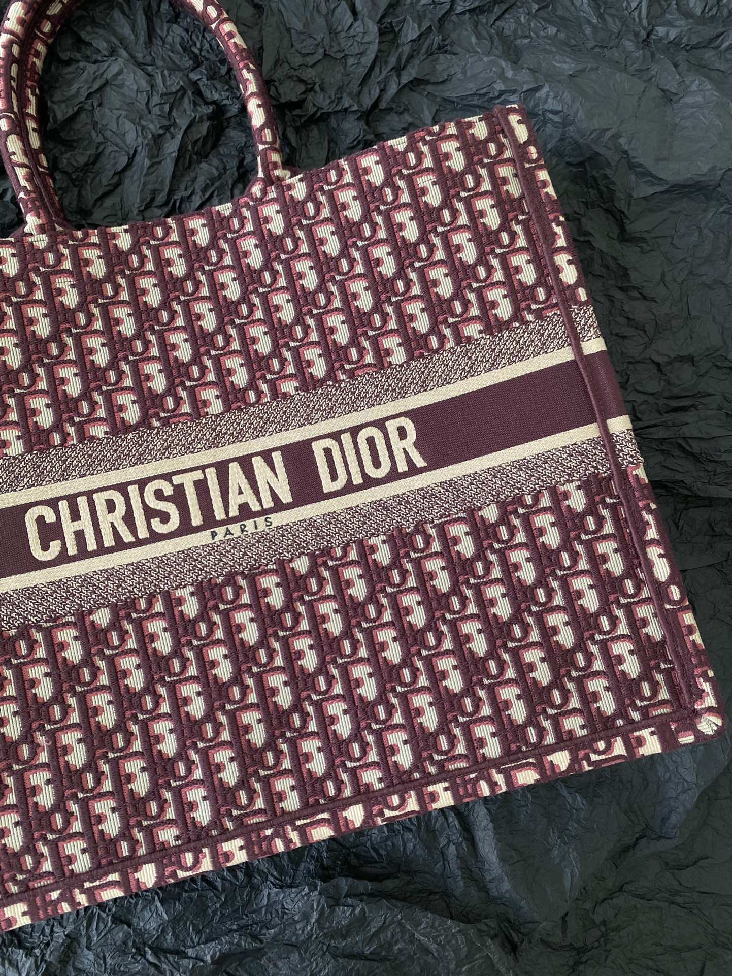 Large CD Book Tote 42cm Burgundy Retro Style D Letter Embroidery mysite