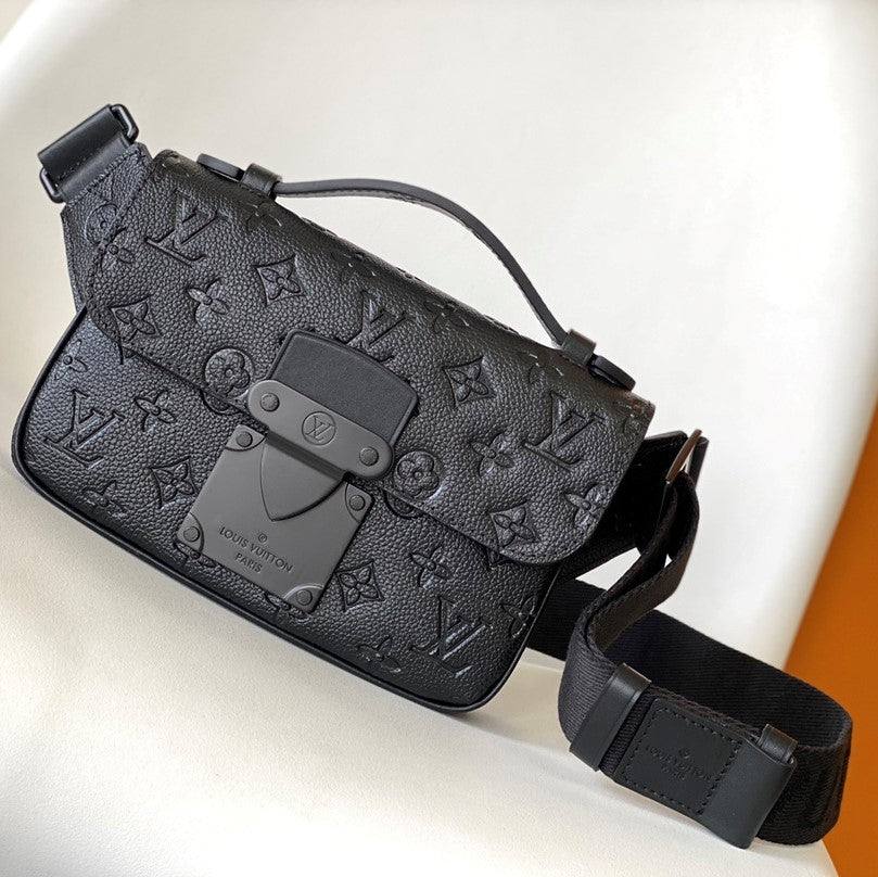 LV  S Lock Sling Bag 21cm Black Monogram-embossed Taurillon leather mysite