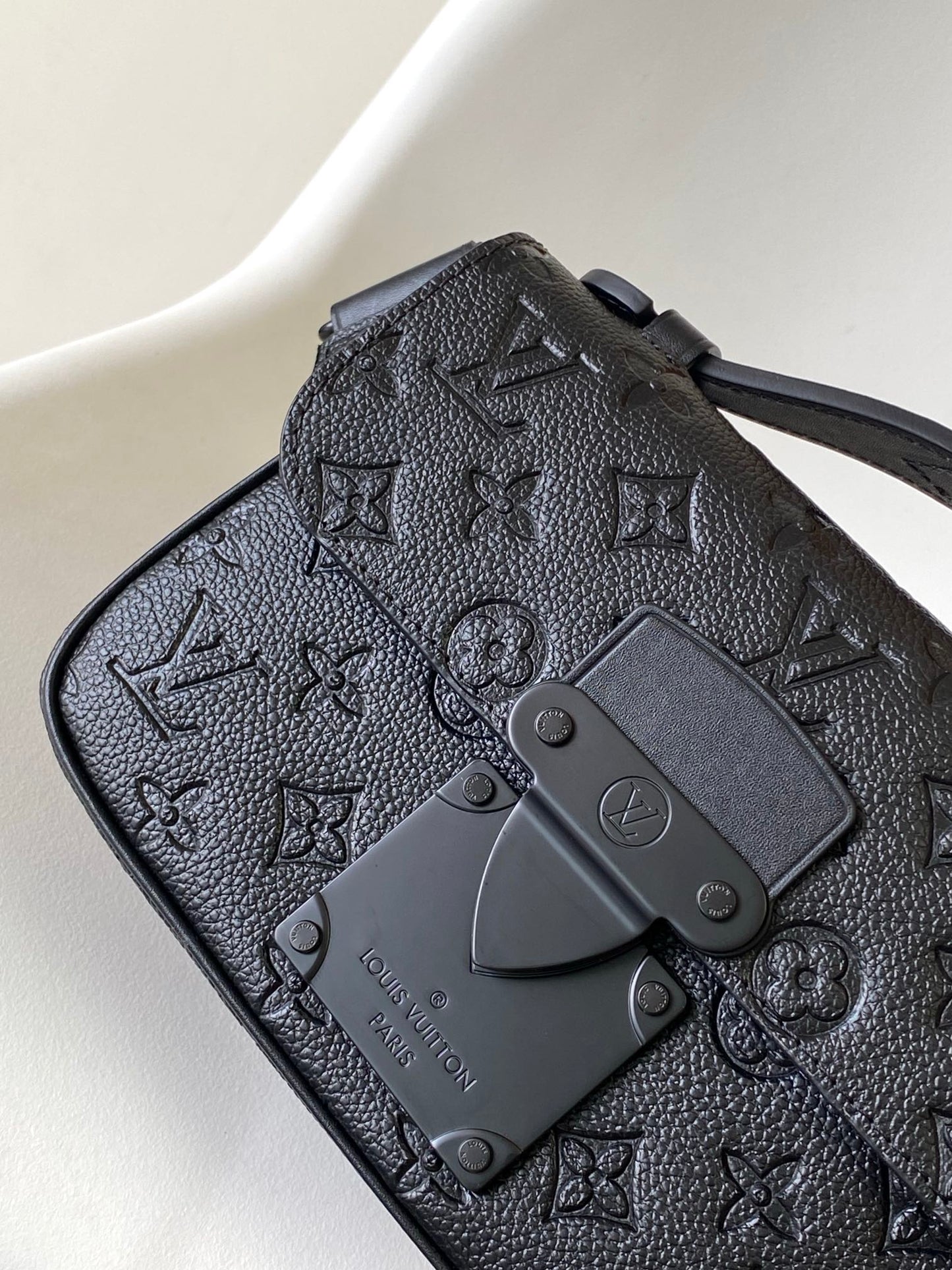 LV  S Lock Sling Bag 21cm Black Monogram-embossed Taurillon leather mysite