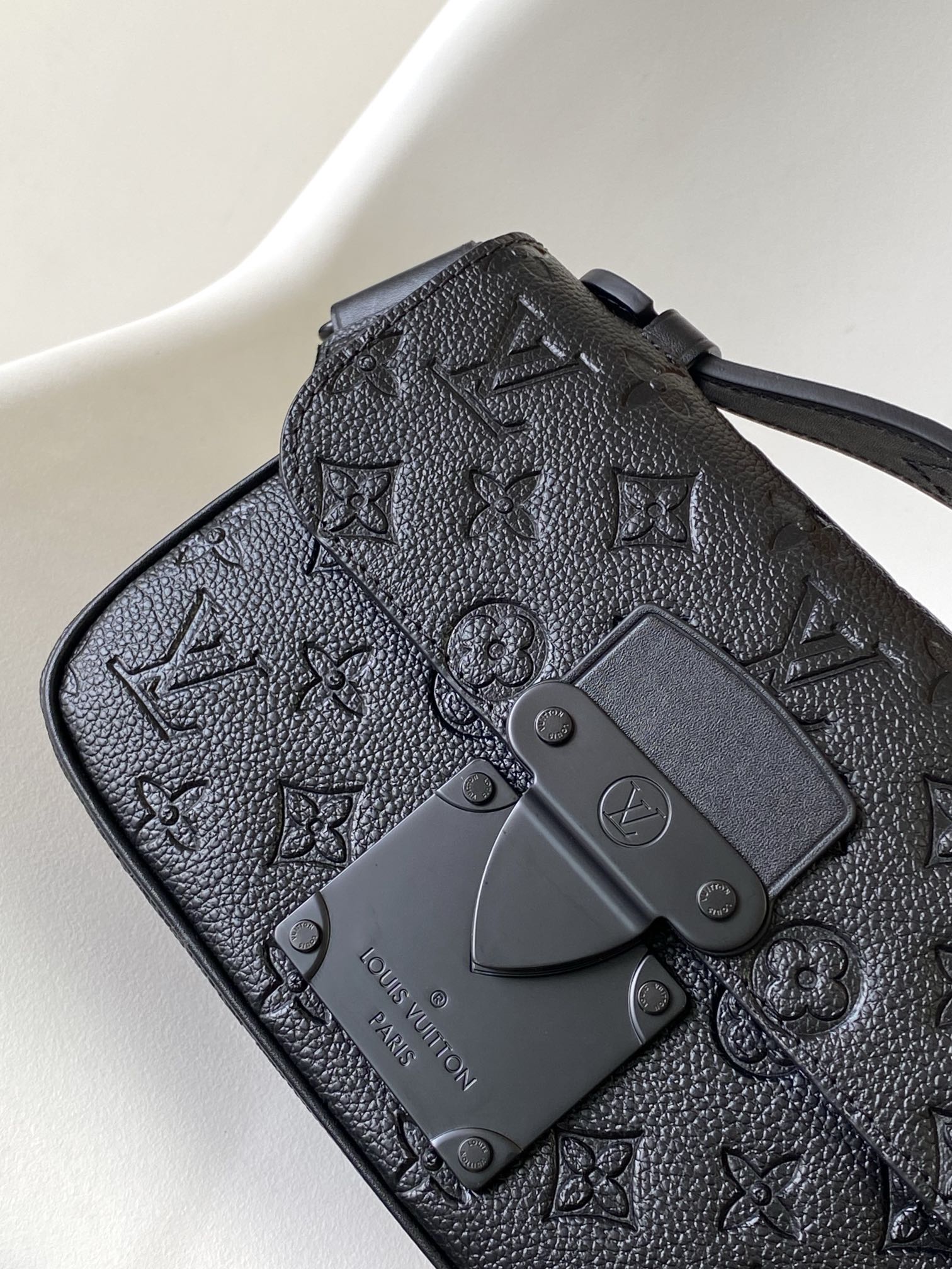 LV  S Lock Sling Bag 21cm Black Monogram-embossed Taurillon leather mysite