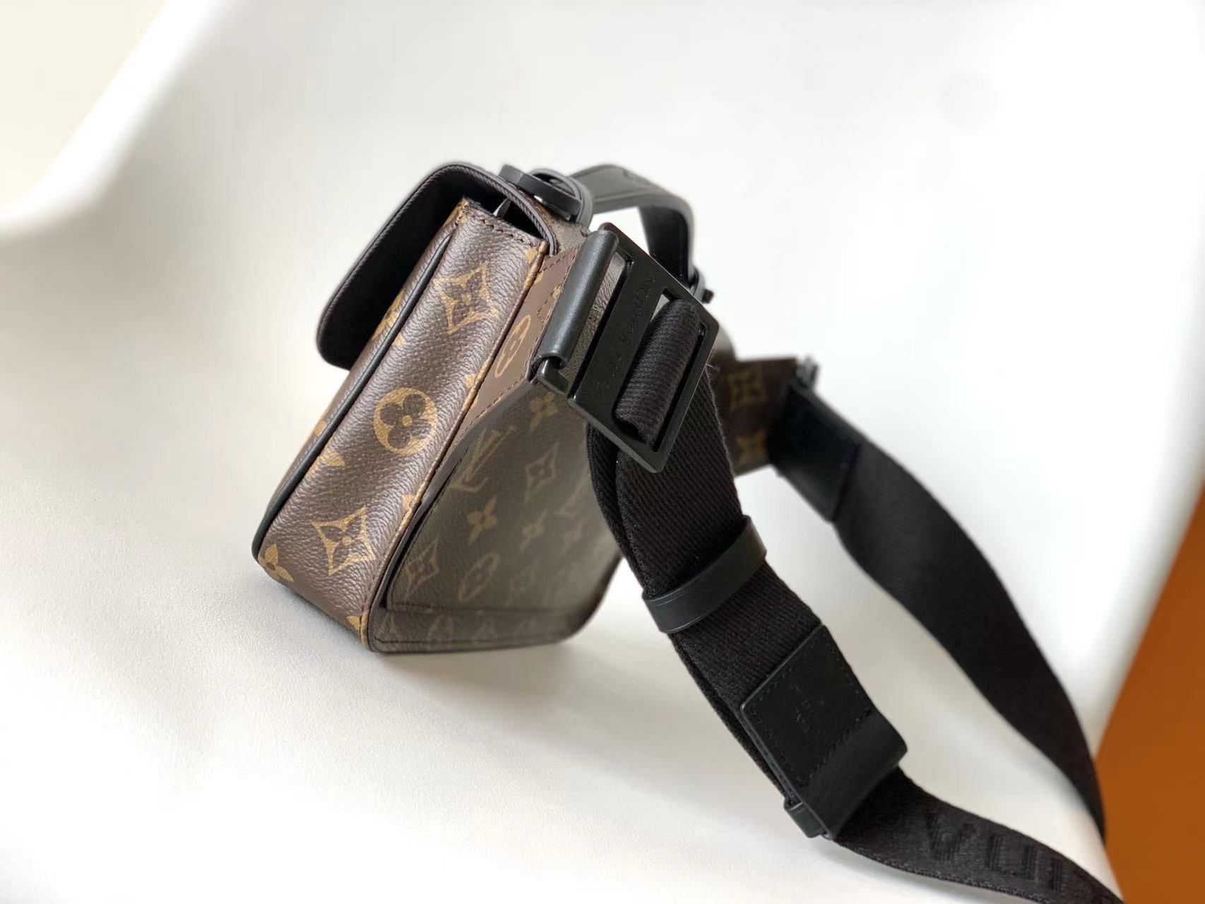 LV  S Lock Sling Bag 21cm Brown Black Monogram Macassar Canvas mysite