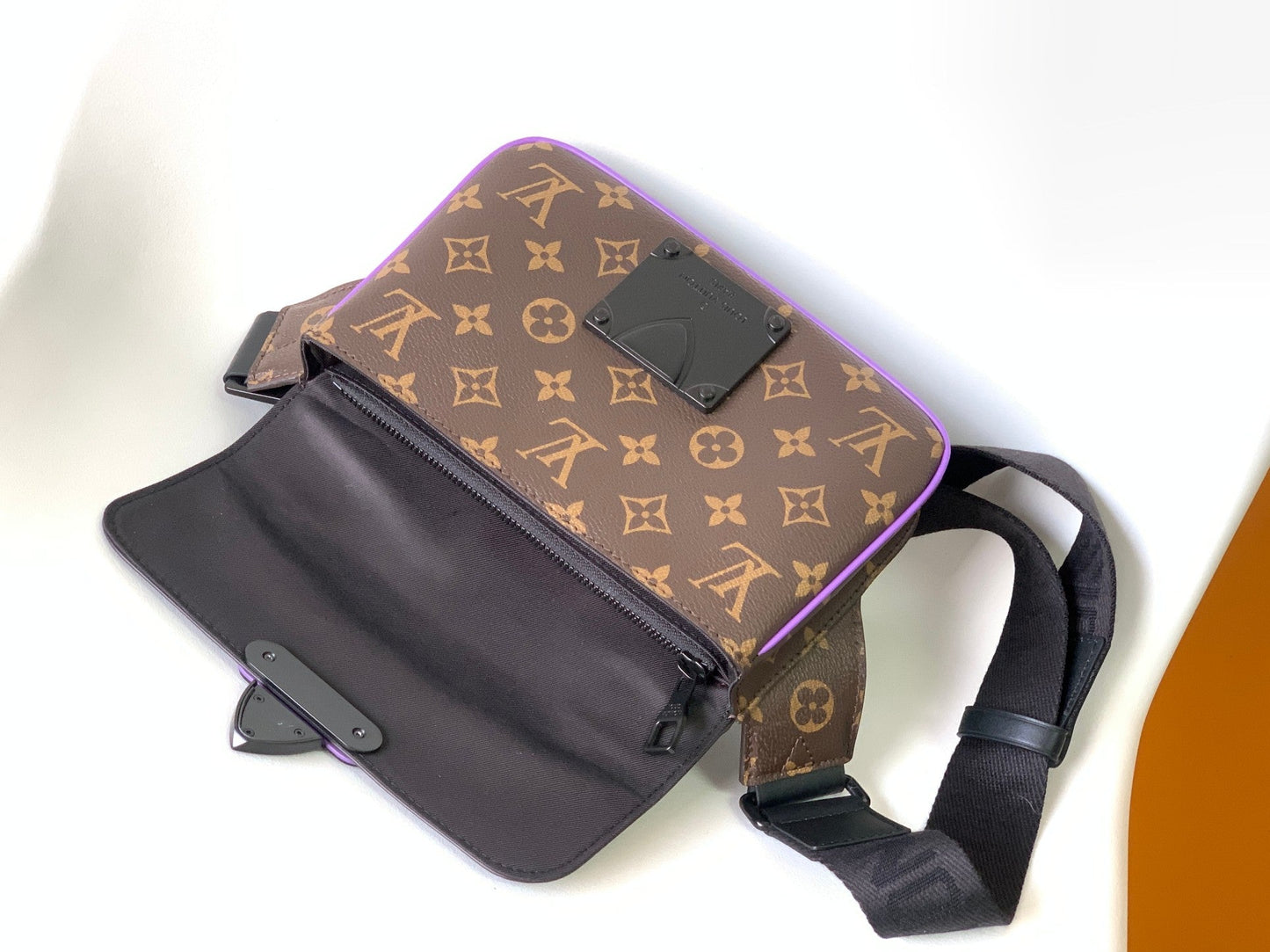 LV  S Lock Sling Bag 21cm Brown Purple Monogram Macassar Canvas mysite