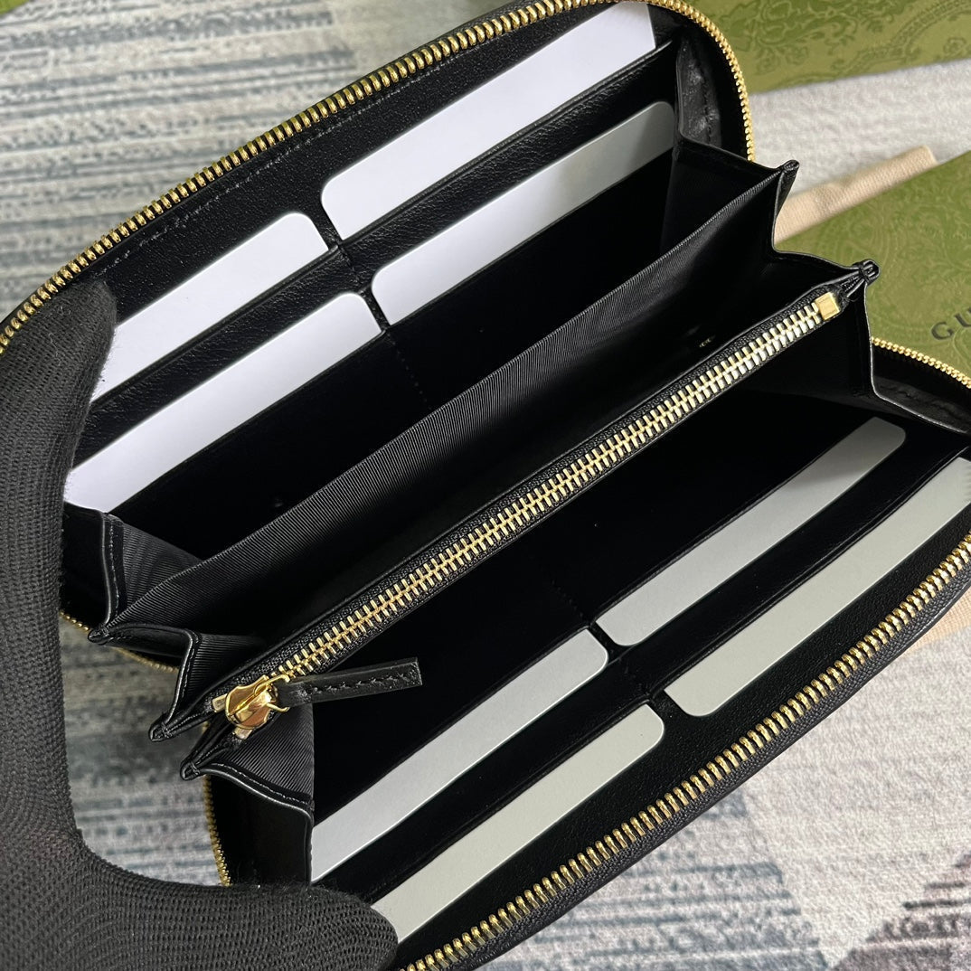 GG BLONDIE 21 FULL ZIP WALLET IN BLACK CALFSKIN mysite