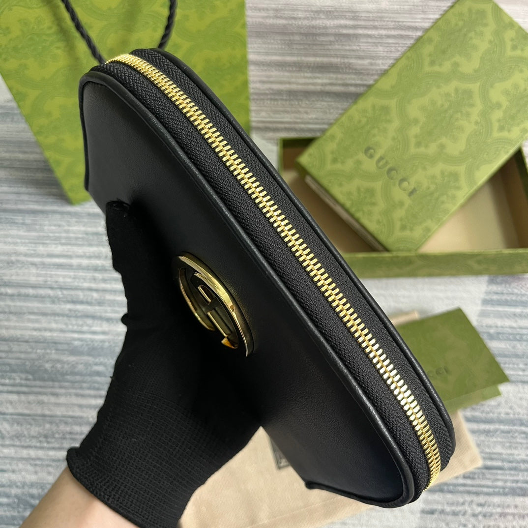 GG BLONDIE 21 FULL ZIP WALLET IN BLACK CALFSKIN mysite