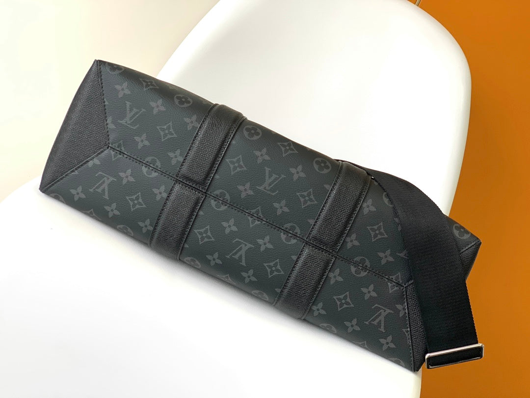 LV The Weekend Tote Bag 43cm Black Monogram Canvas & Taïga Leather mysite