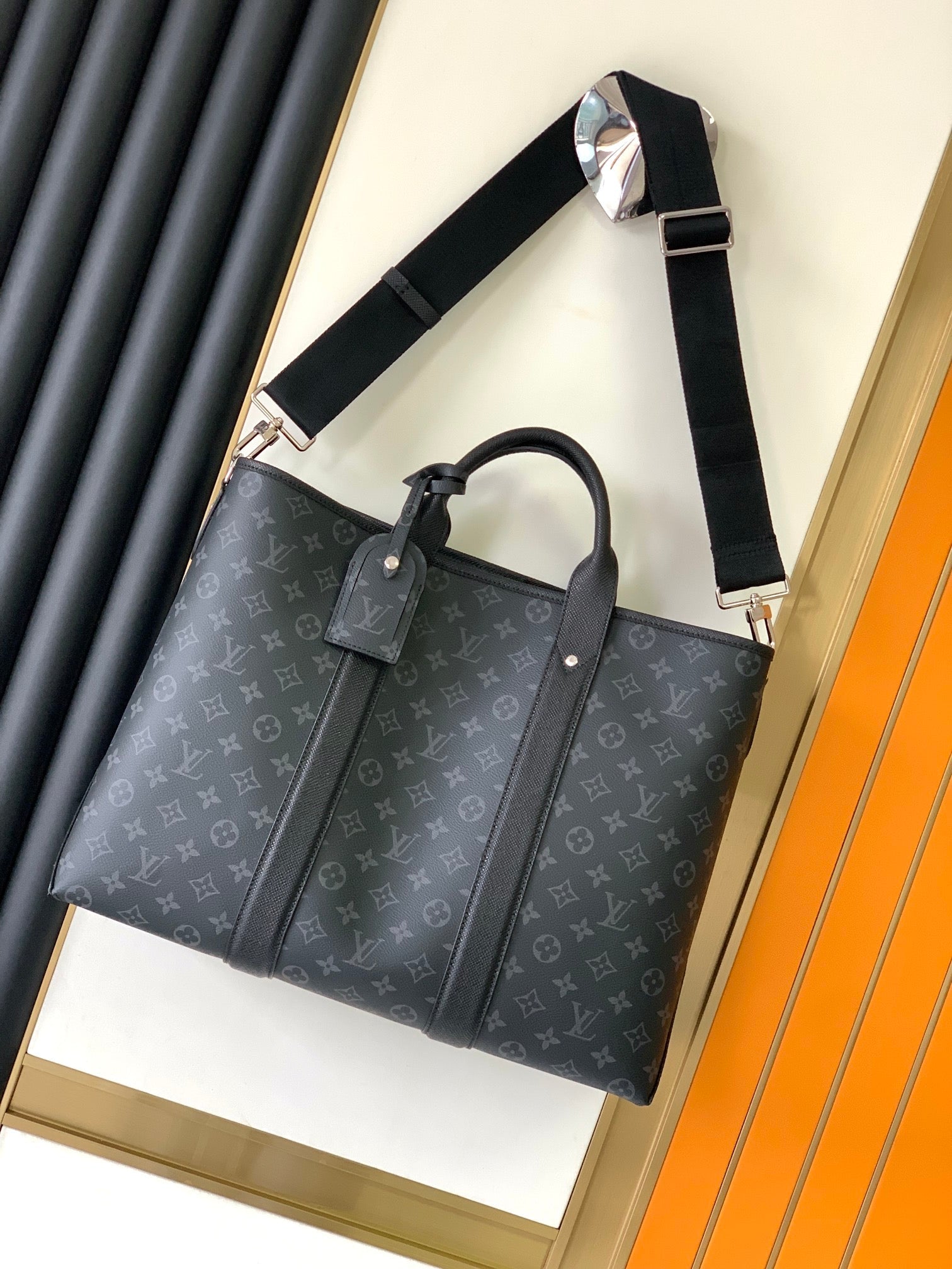 LV The Weekend Tote Bag 43cm Black Monogram Canvas & Taïga Leather mysite