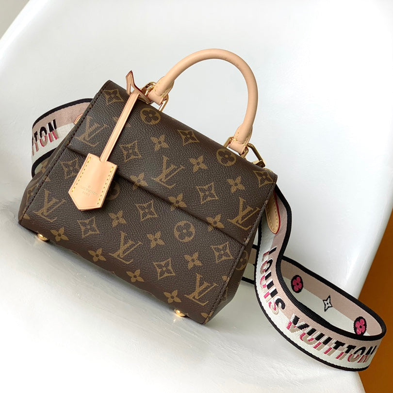 LV Cluny Mini Bag Brown Monogram Canvas Beige Cowhide 268762 mysite