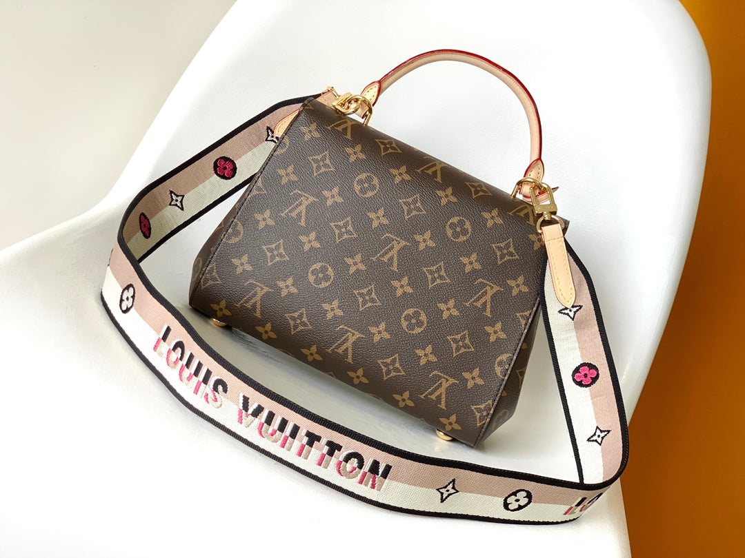 LV Cluny BB Bag Brown Monogram Canvas Beige Cowhide 268760 mysite