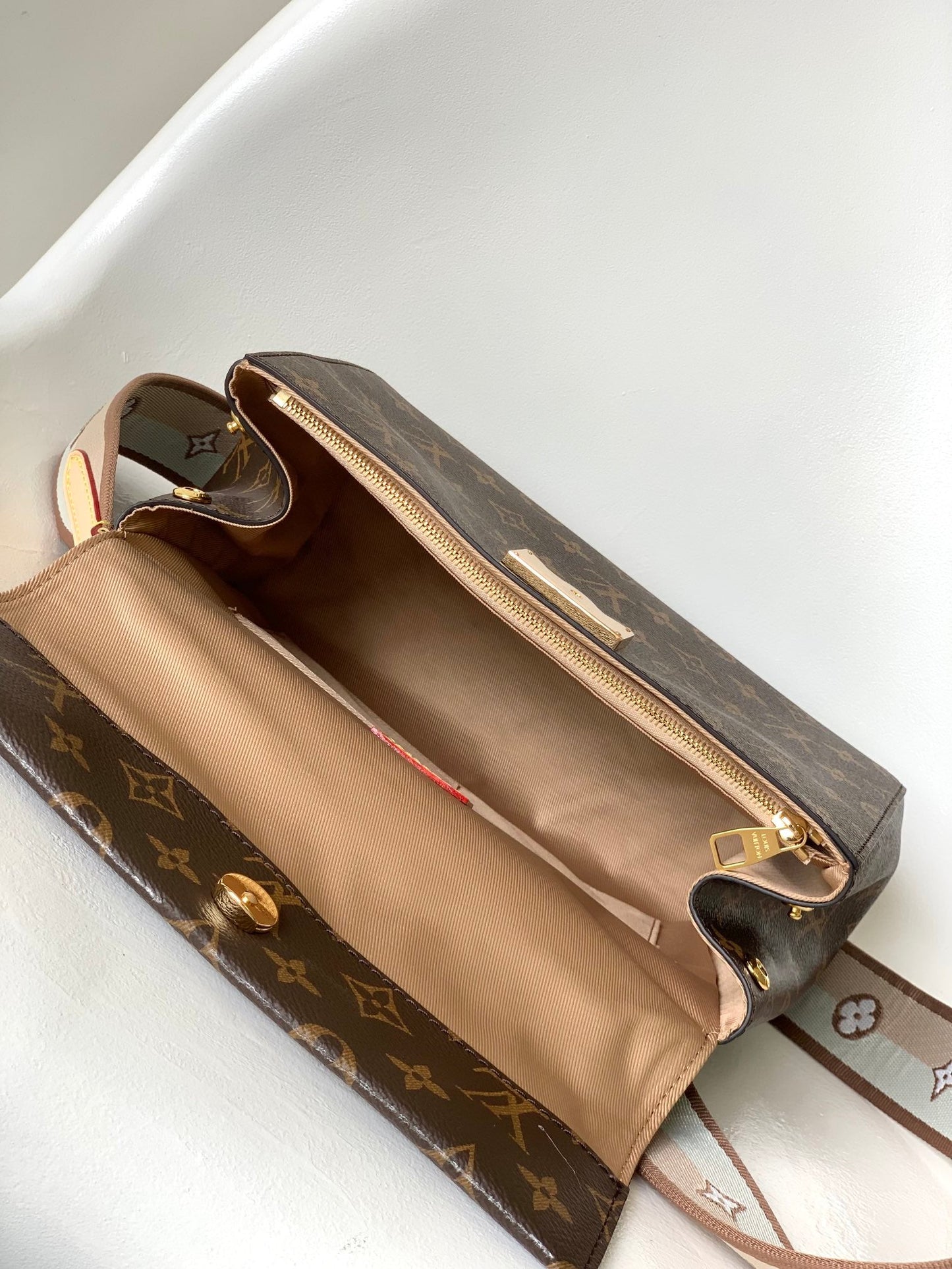 LV Cluny BB Bag Brown Monogram Canvas Beige Cowhide 268764 mysite