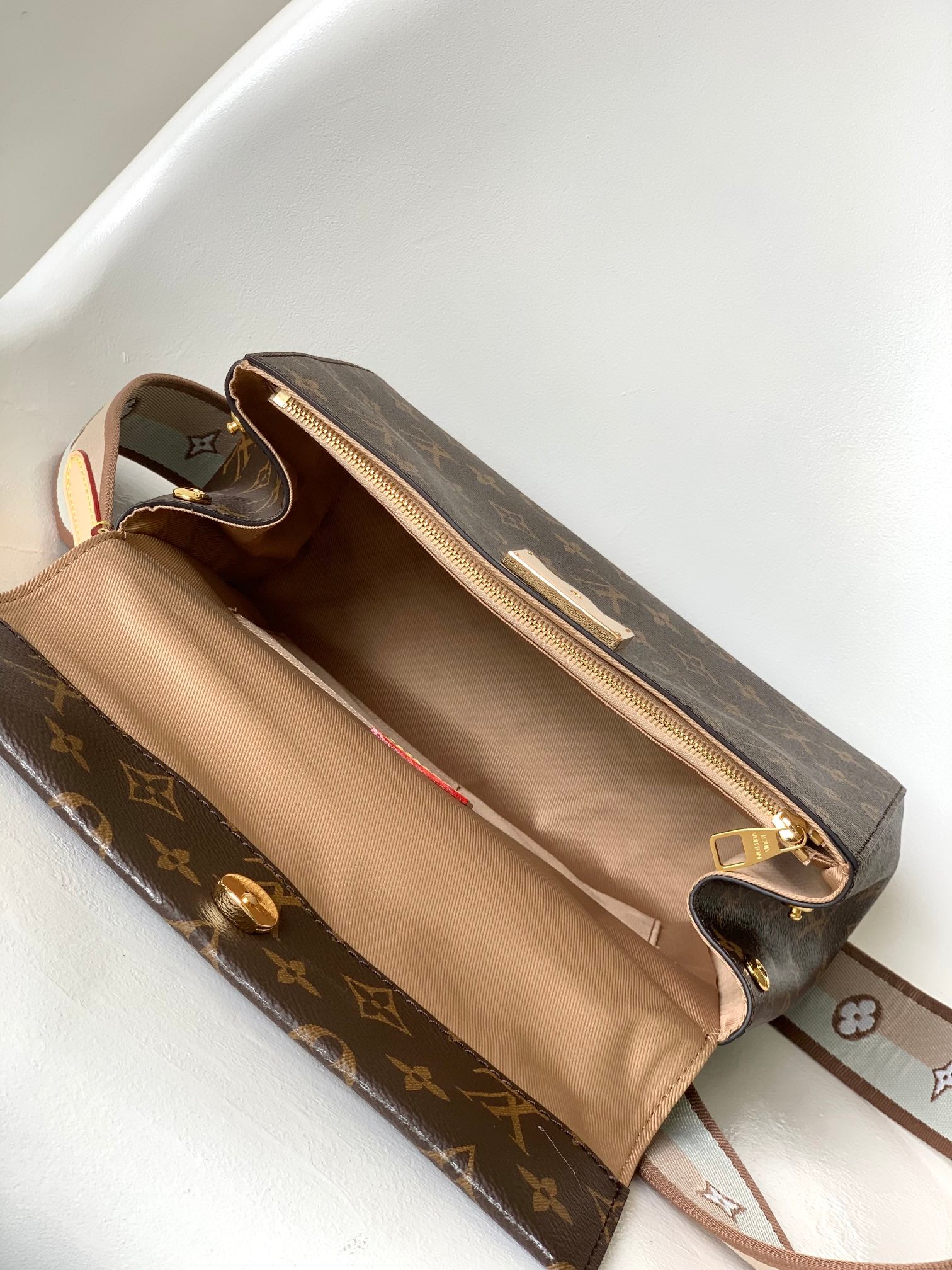 LV Cluny BB Bag Brown Monogram Canvas Beige Cowhide 268764 mysite