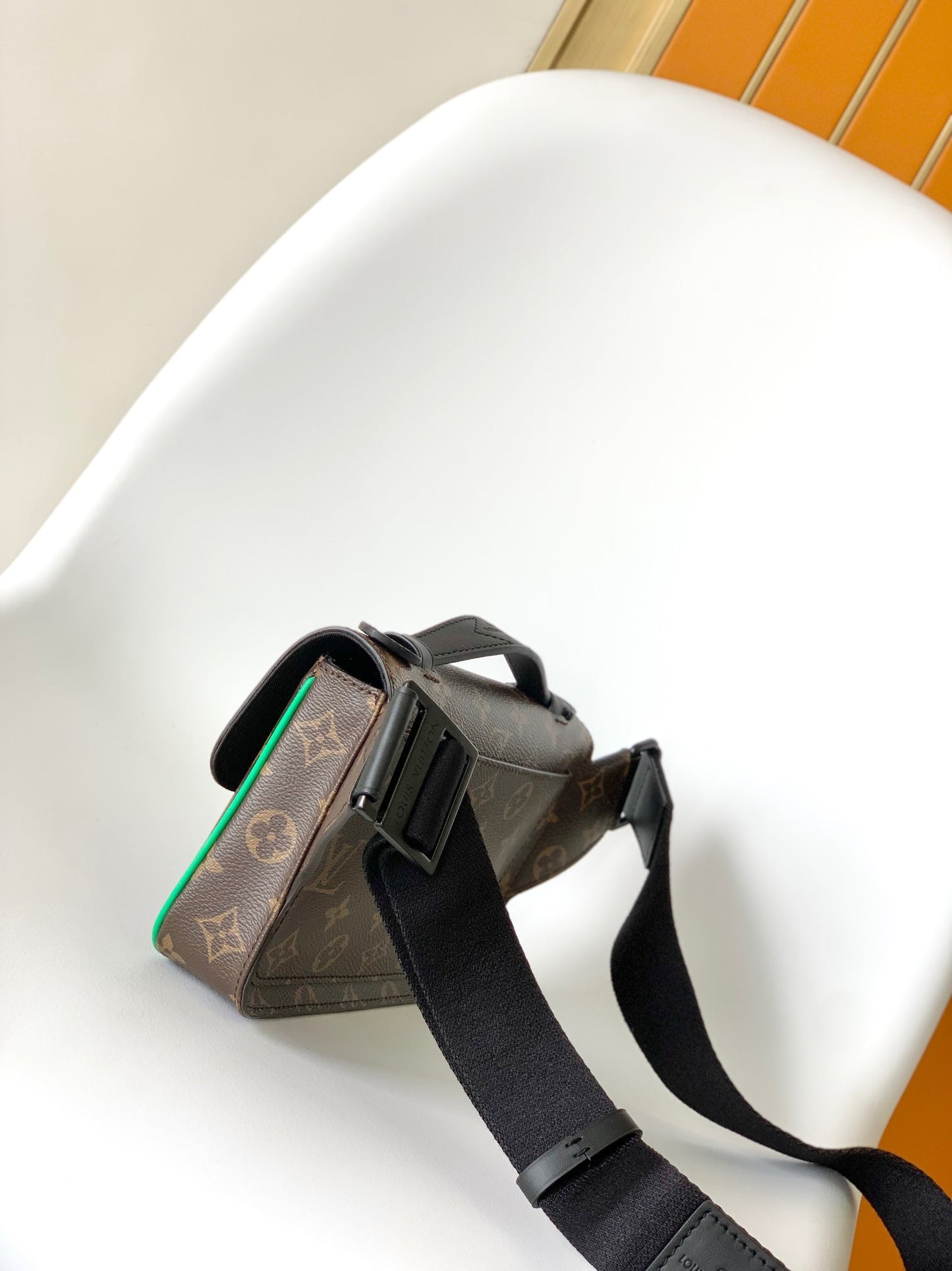 LV  S Lock Sling Bag 21cm Brown Green Monogram Macassar Canvas mysite