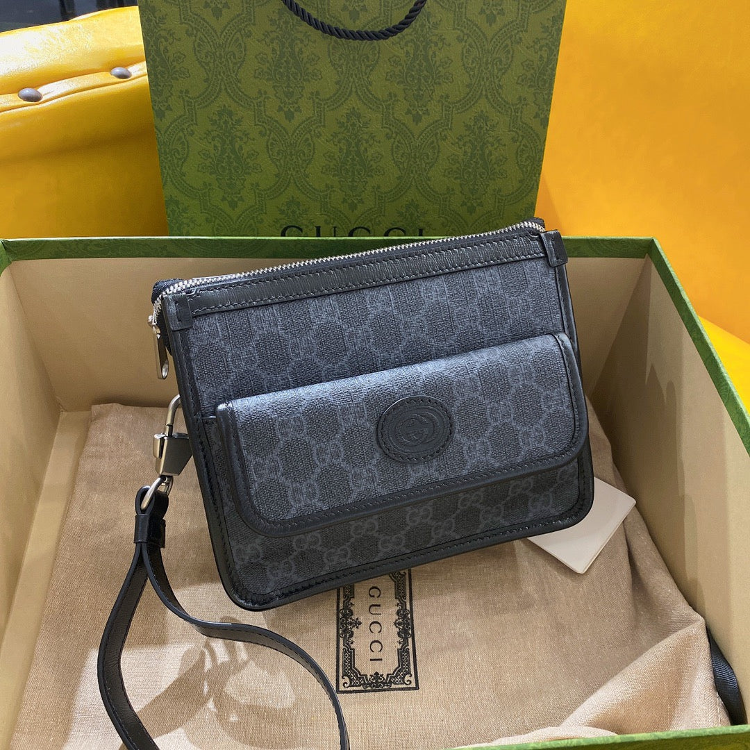 GG SMALL 21 CROSSBODY BAG WITH TAG IN BLACK CANVAS mysite