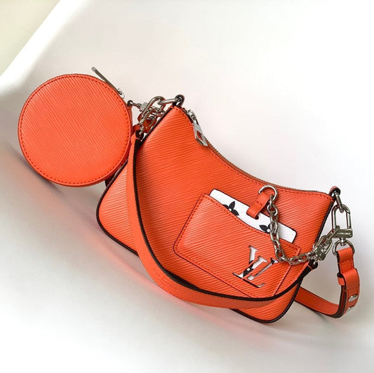 LV Marellini 19cm Orange Epi Grain Cowhide Metal HW mysite