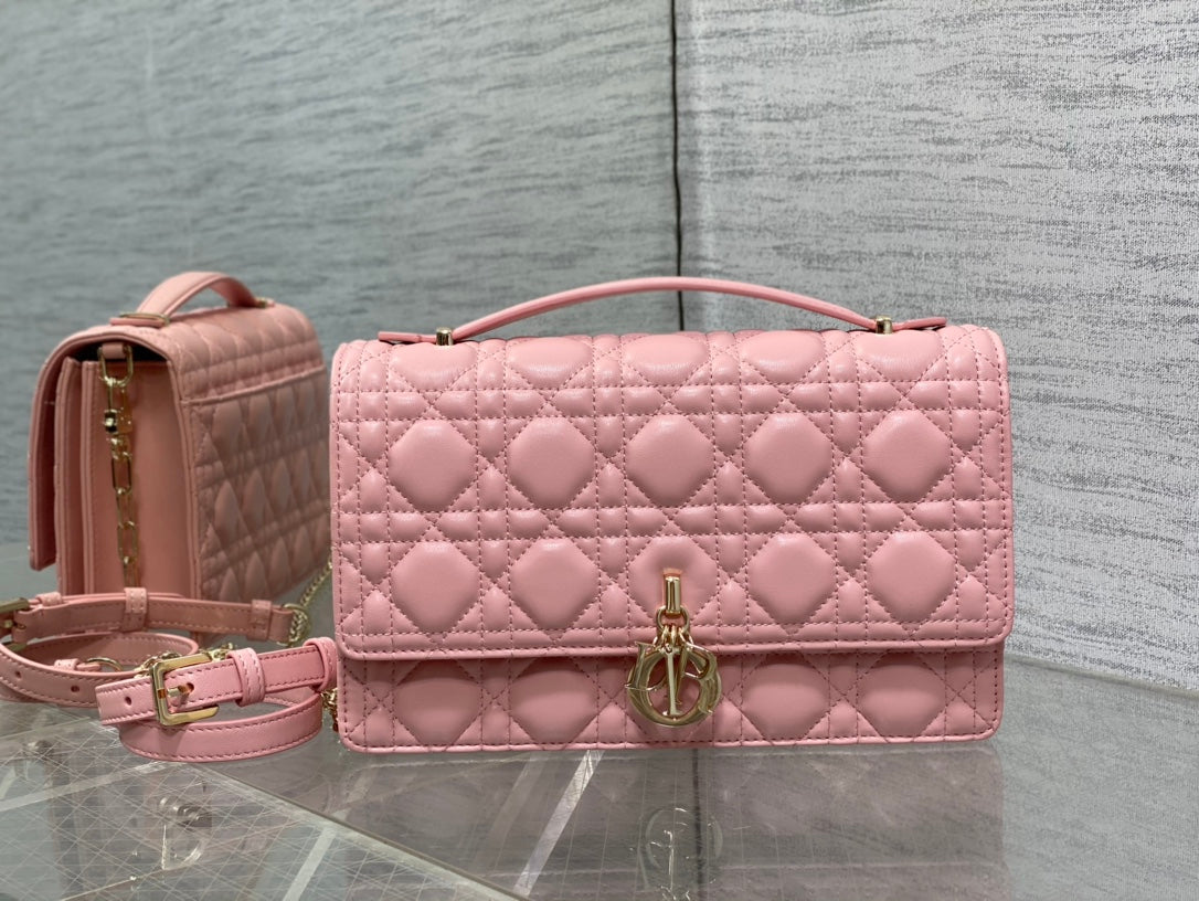 MISS CD TOP HANDLE 24CM PINK LAMBSKIN mysite
