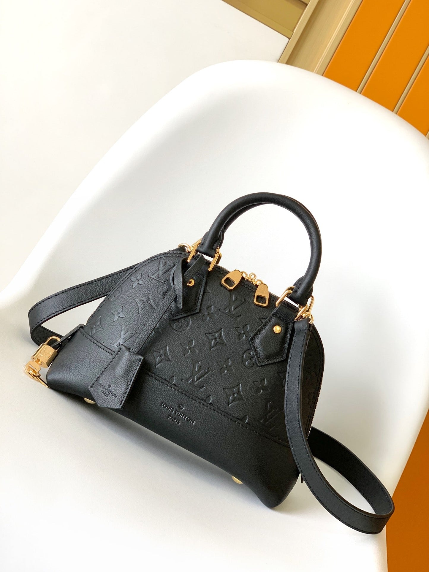 LV Néo Alma BB 44829 Black Monogram Shadow embossed calfskin mysite
