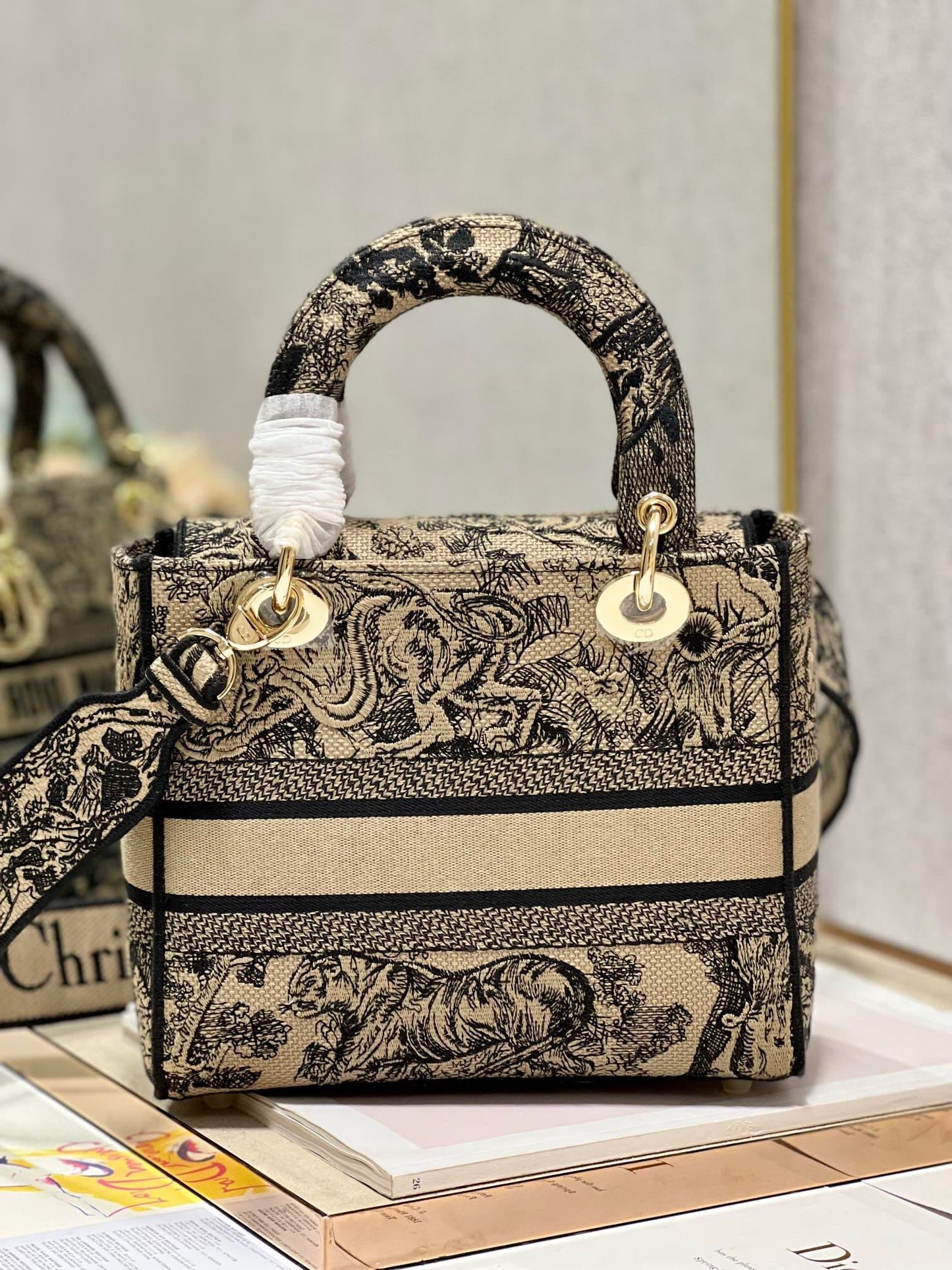 CD Apricot Tiger 24 Lady Dior Bag Canvas 336718 mysite