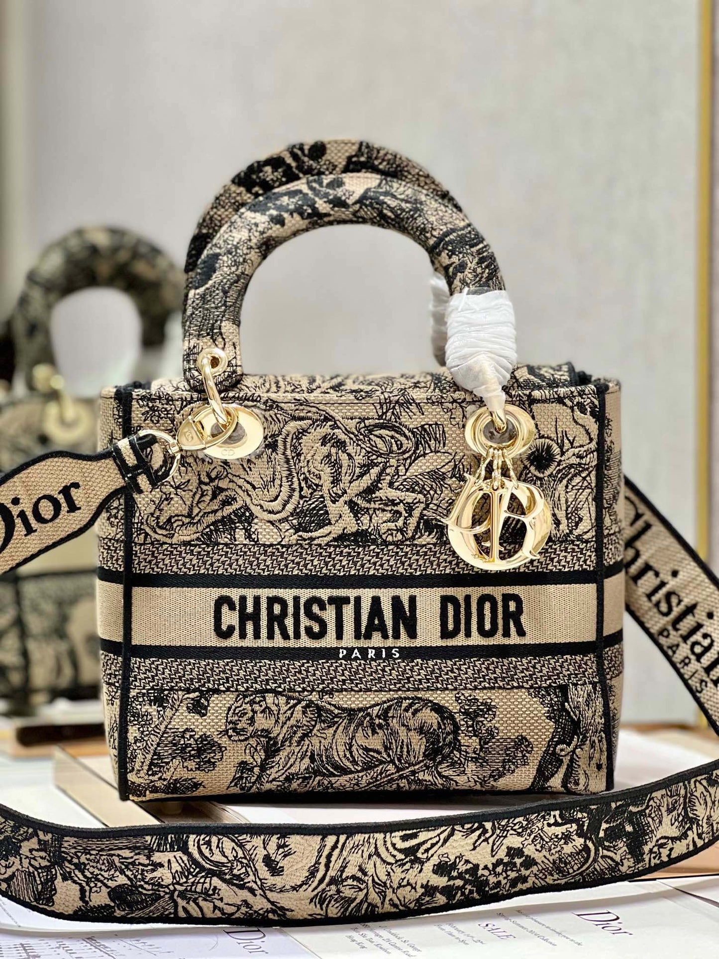 CD Apricot Tiger 24 Lady Dior Bag Canvas 336718 mysite