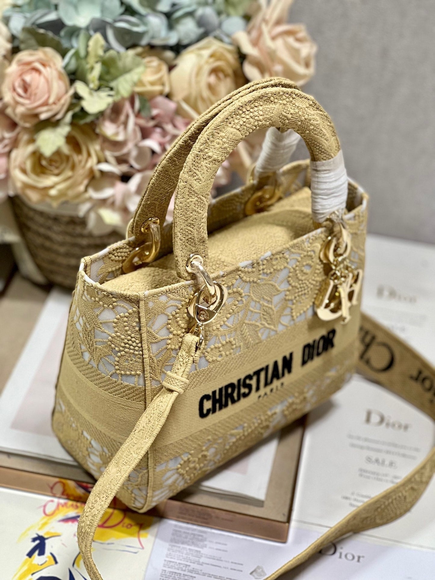 CD Mesh Apricot 24 Lady Dior Bag Canvas 336673 mysite