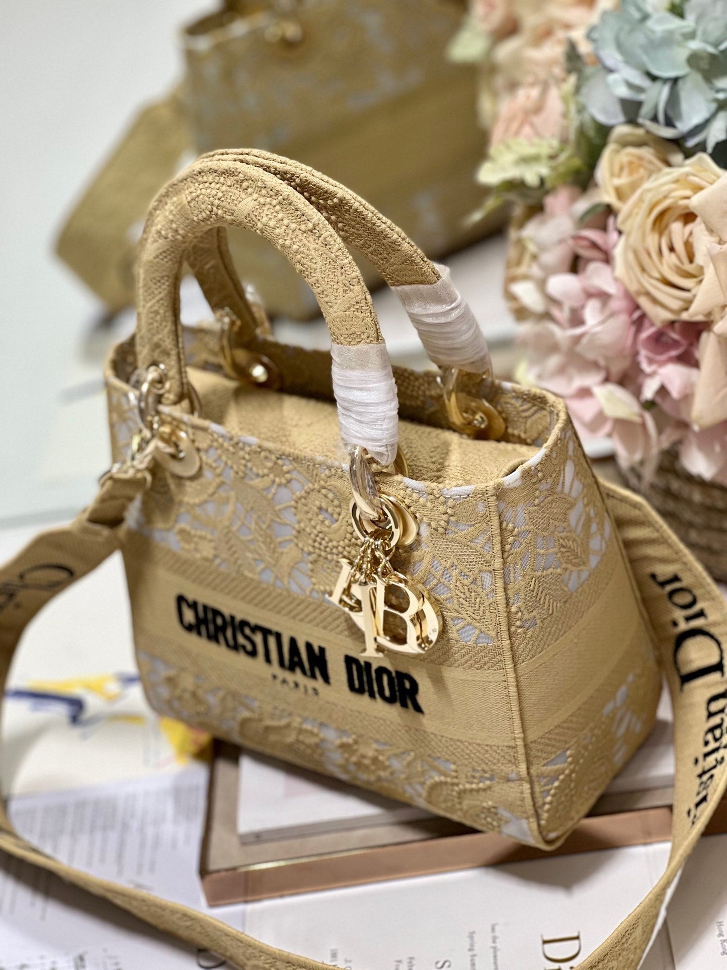 CD Mesh Apricot 24 Lady Dior Bag Canvas 336673 mysite