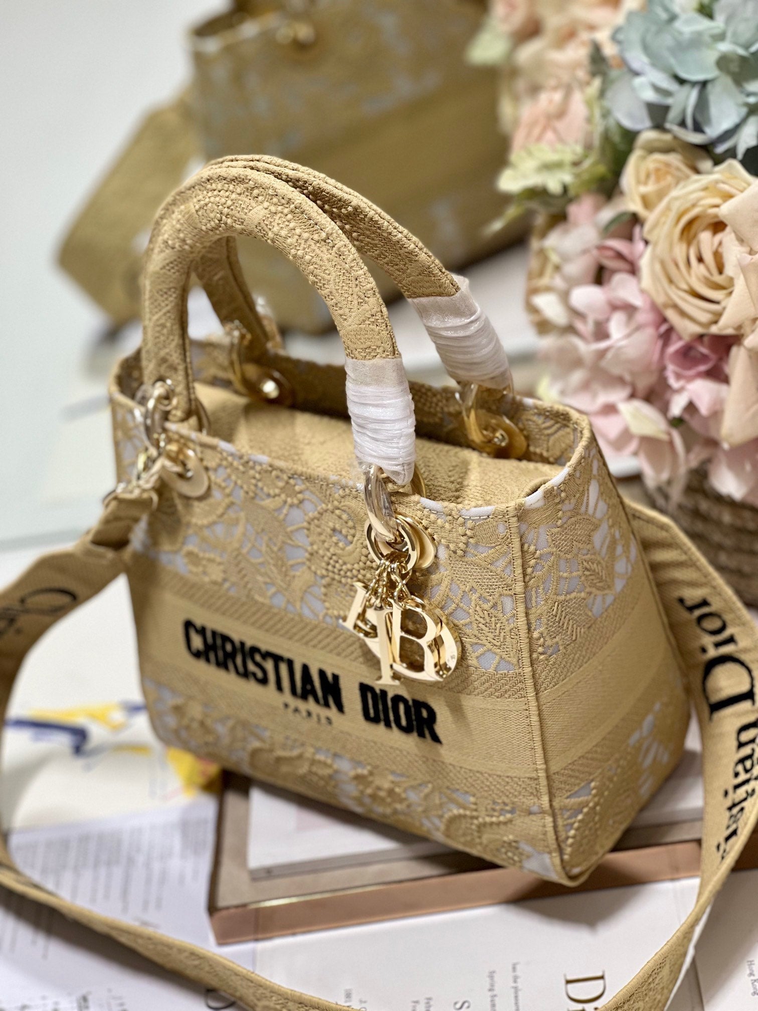 CD Mesh Apricot 24 Lady Dior Bag Canvas 336673 mysite