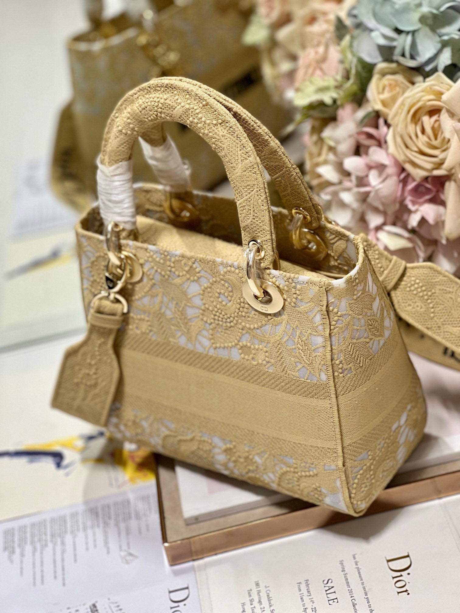 CD Mesh Apricot 24 Lady Dior Bag Canvas 336673 mysite