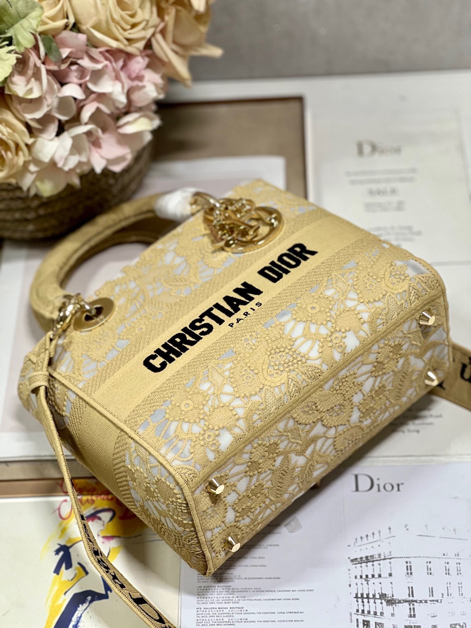 CD Mesh Apricot 24 Lady Dior Bag Canvas 336673 mysite