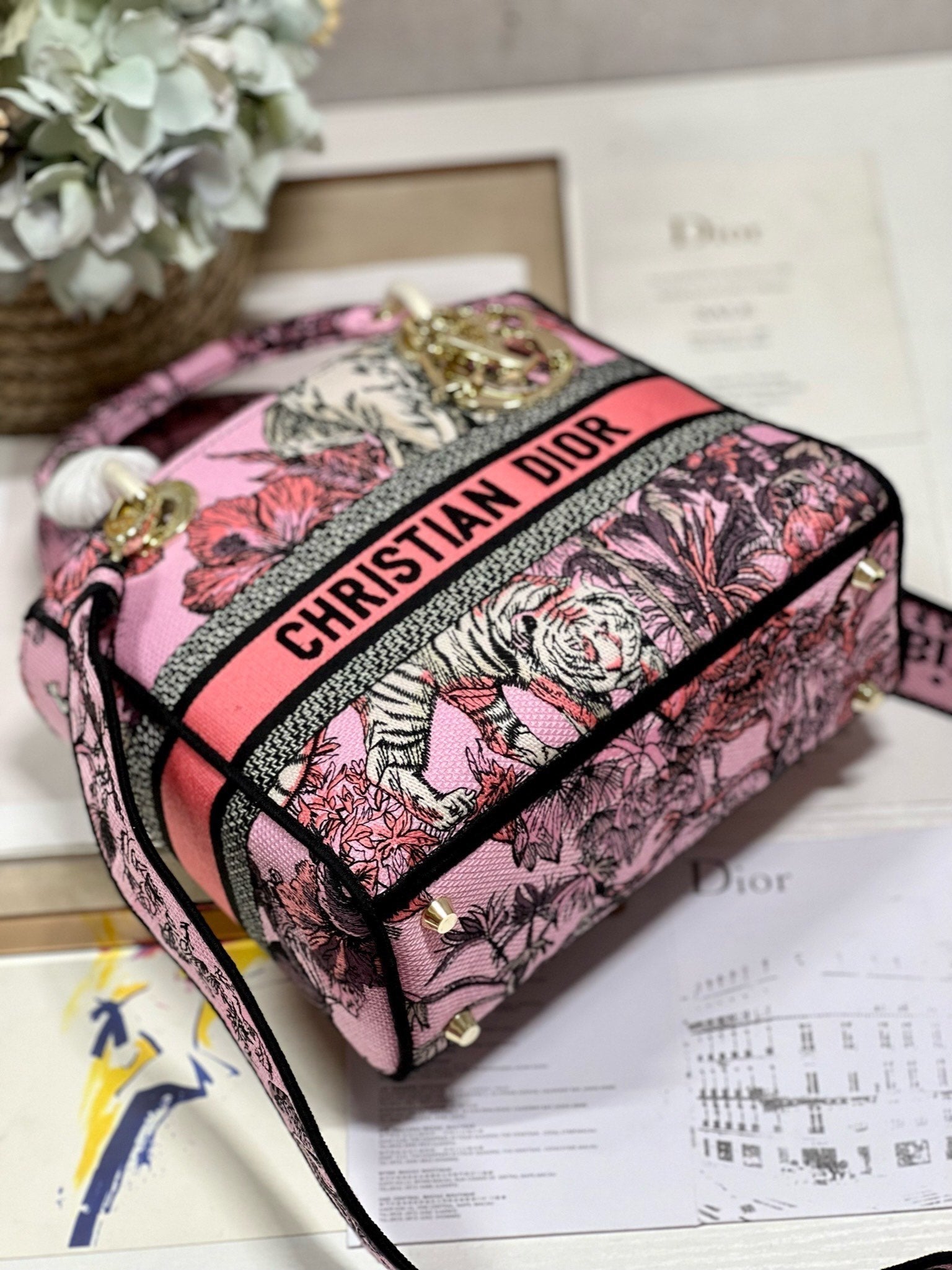 CD Elephant Pink 24 Lady Dior Bag Canvas 336676 mysite