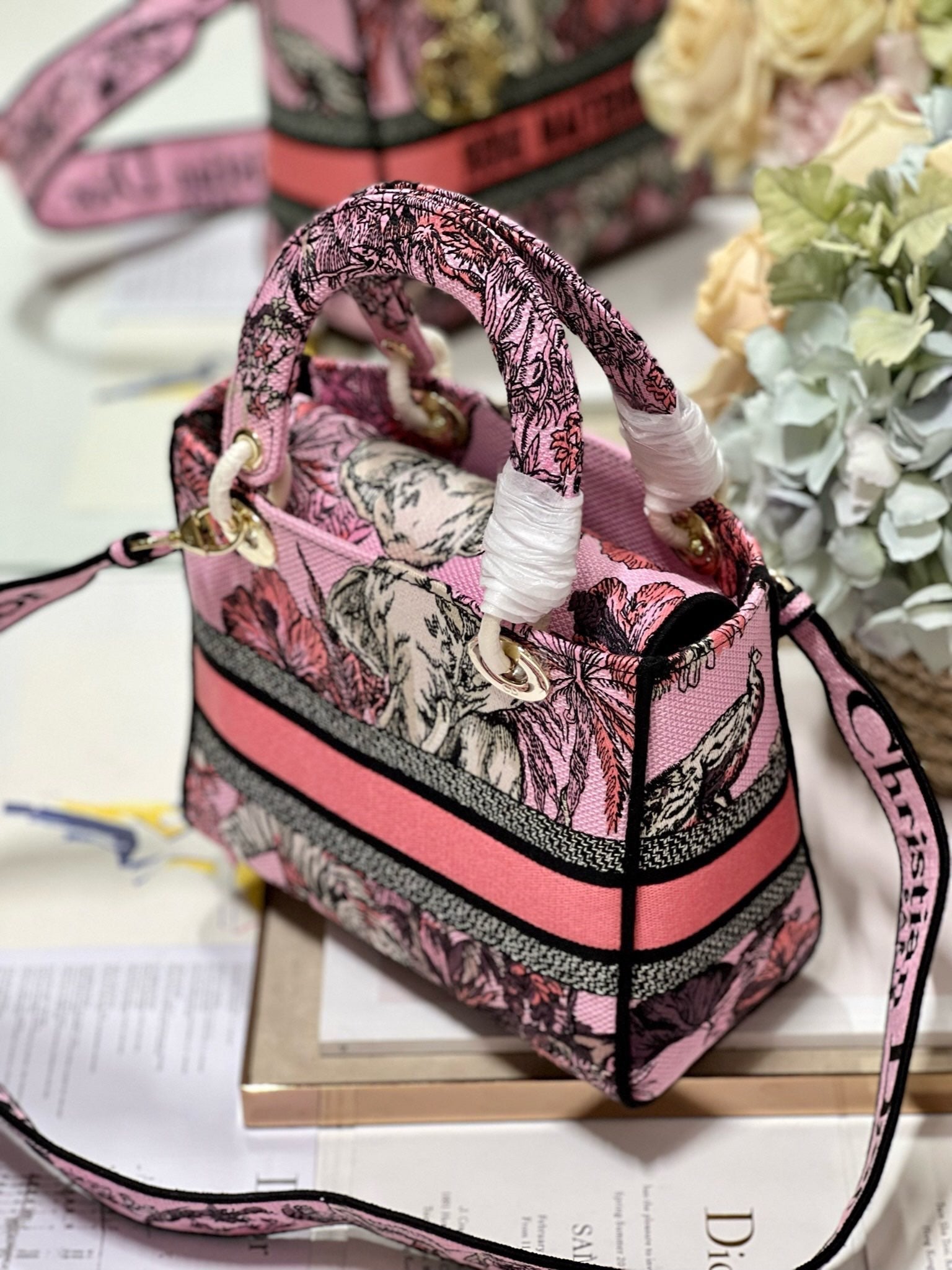 CD Elephant Pink 24 Lady Dior Bag Canvas 336676 mysite