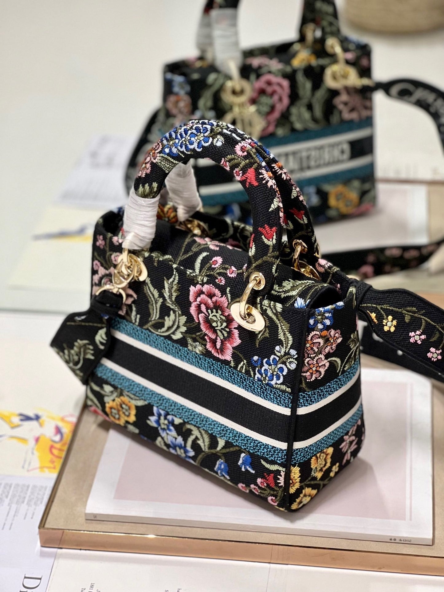 CD Flower Black Lady Dior Bag Canvas 336670 mysite