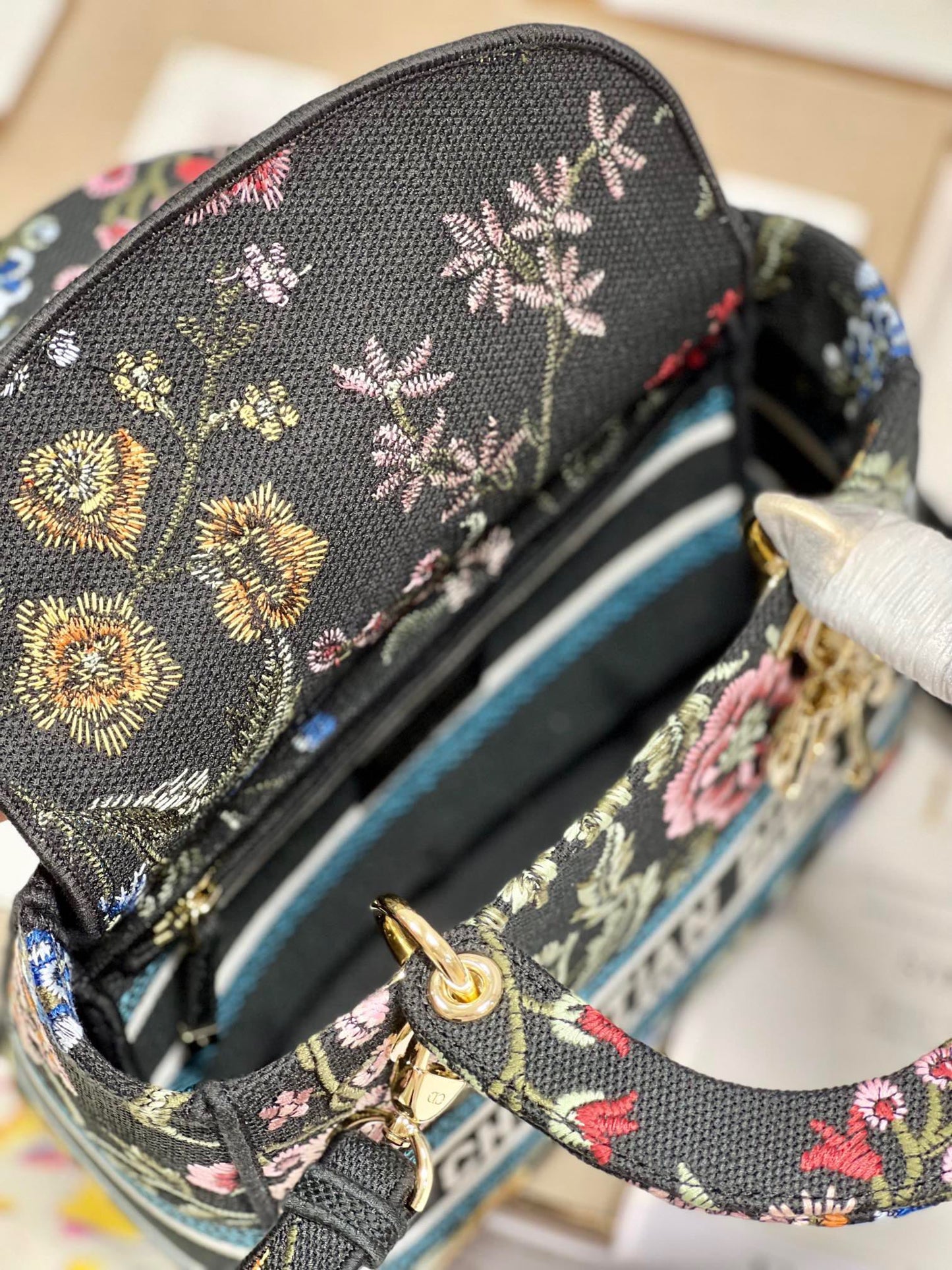 CD Flower Black Lady Dior Bag Canvas 336670 mysite