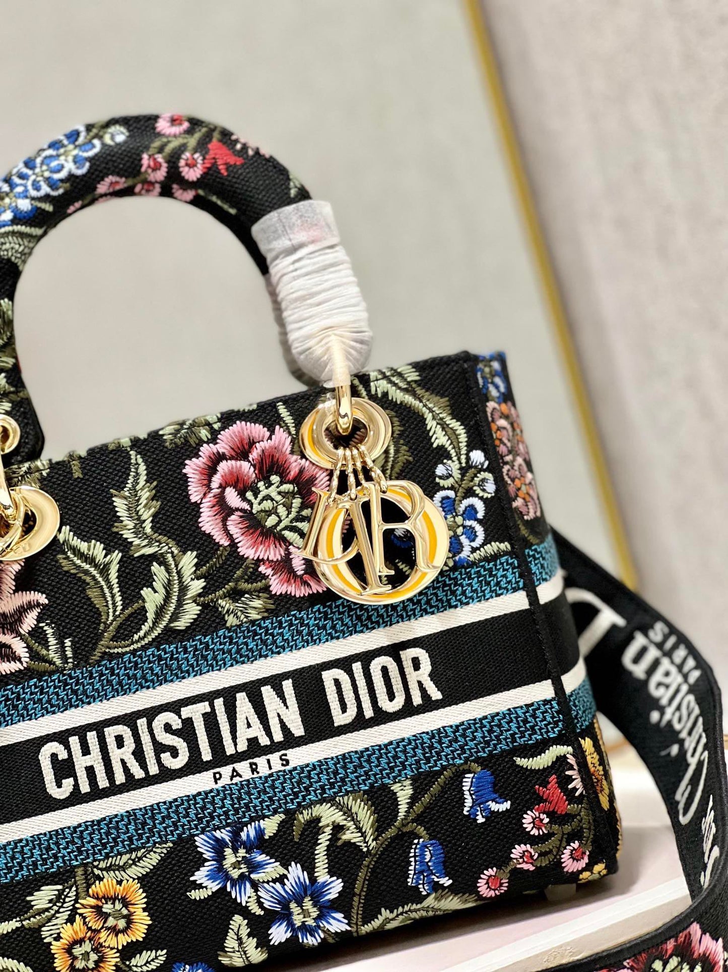 CD Flower Black Lady Dior Bag Canvas 336670 mysite