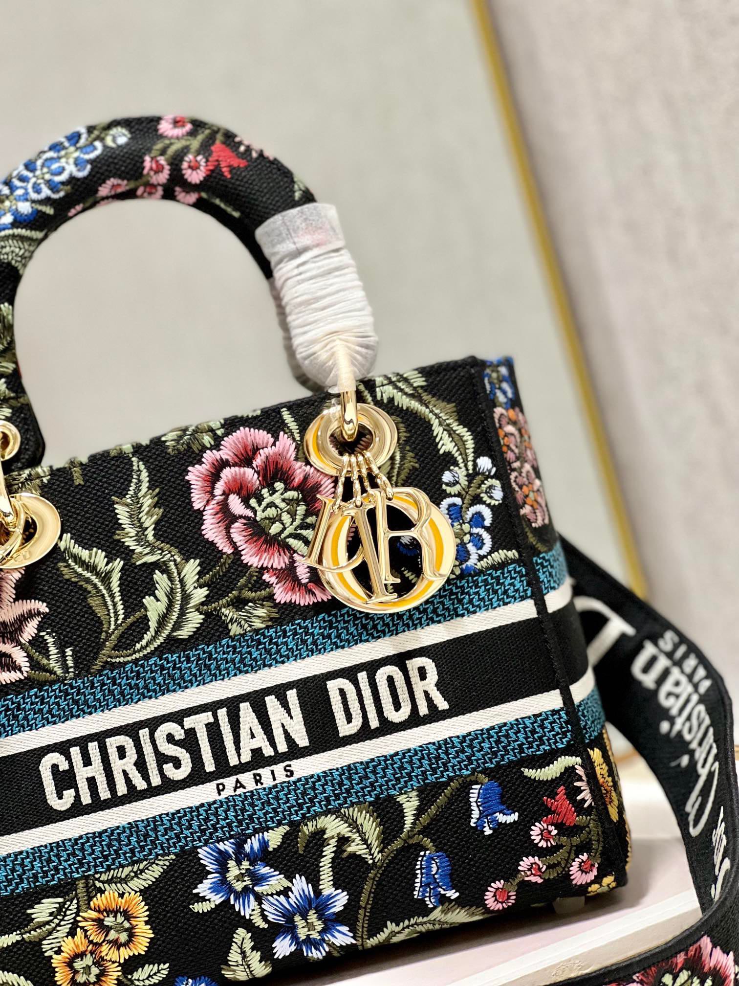 CD Flower Black Lady Dior Bag Canvas 336670 mysite