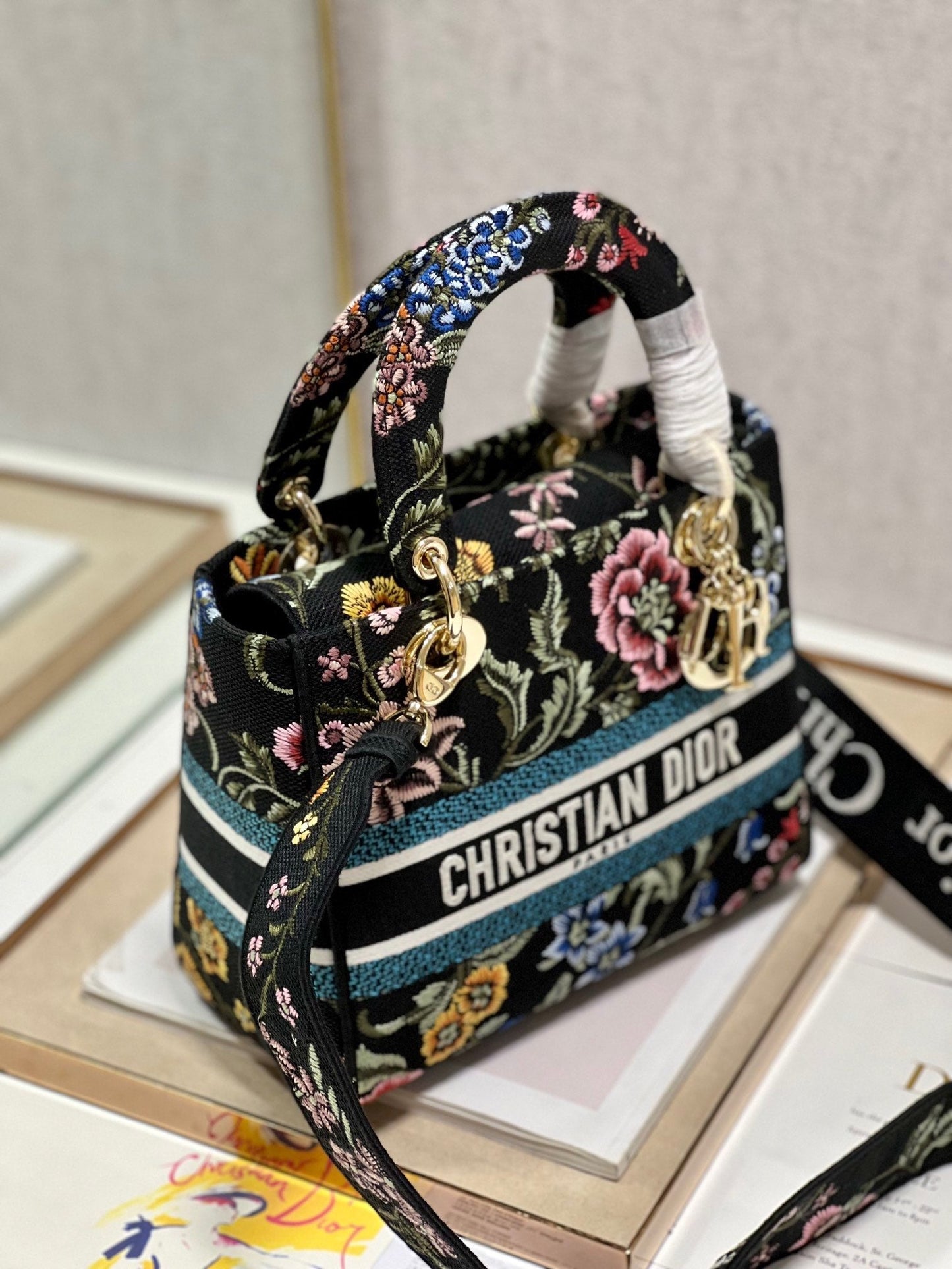 CD Flower Black Lady Dior Bag Canvas 336670 mysite