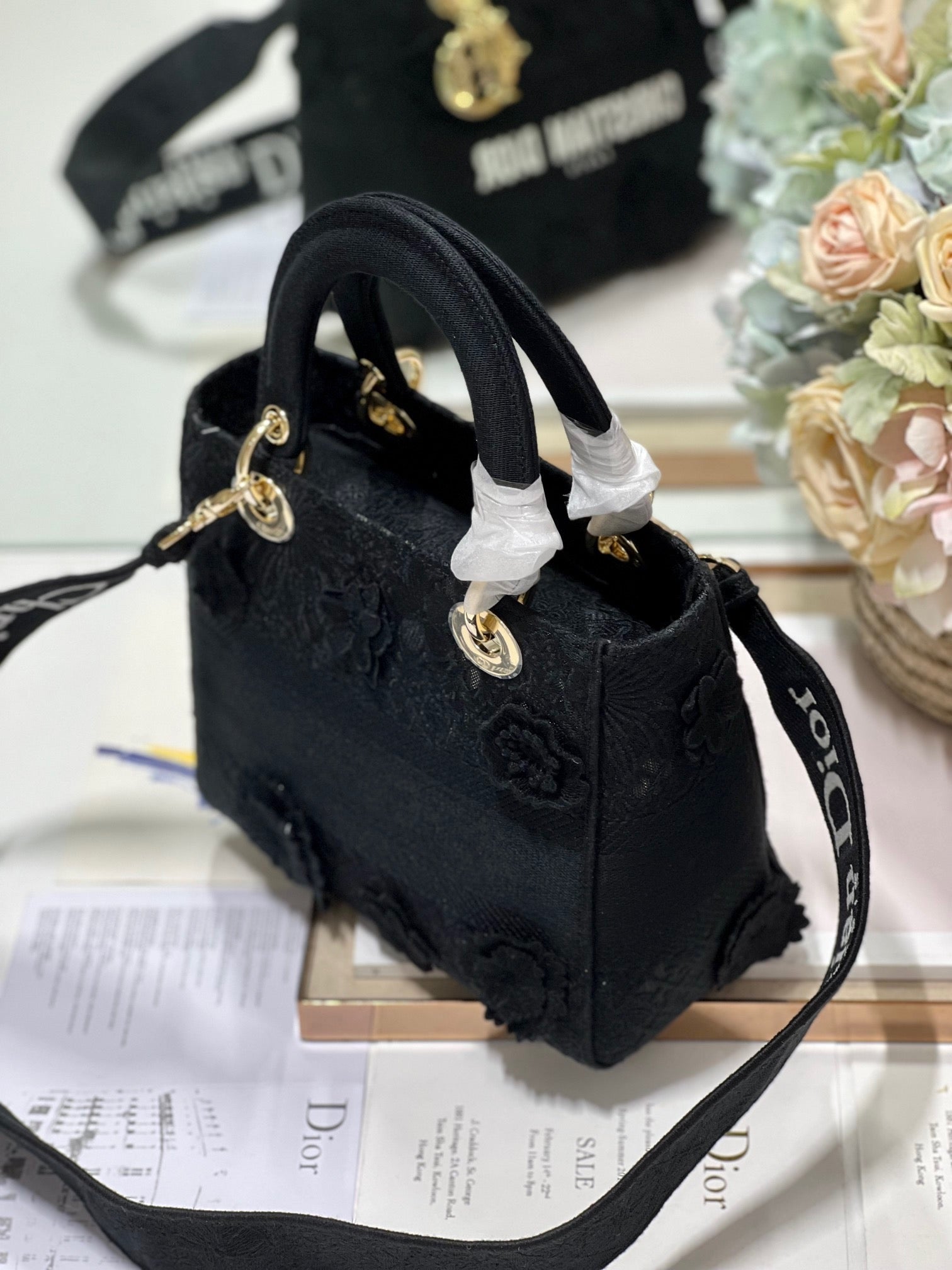 CD Flower Black 24 Lady Dior Bag Canvas 336721 mysite
