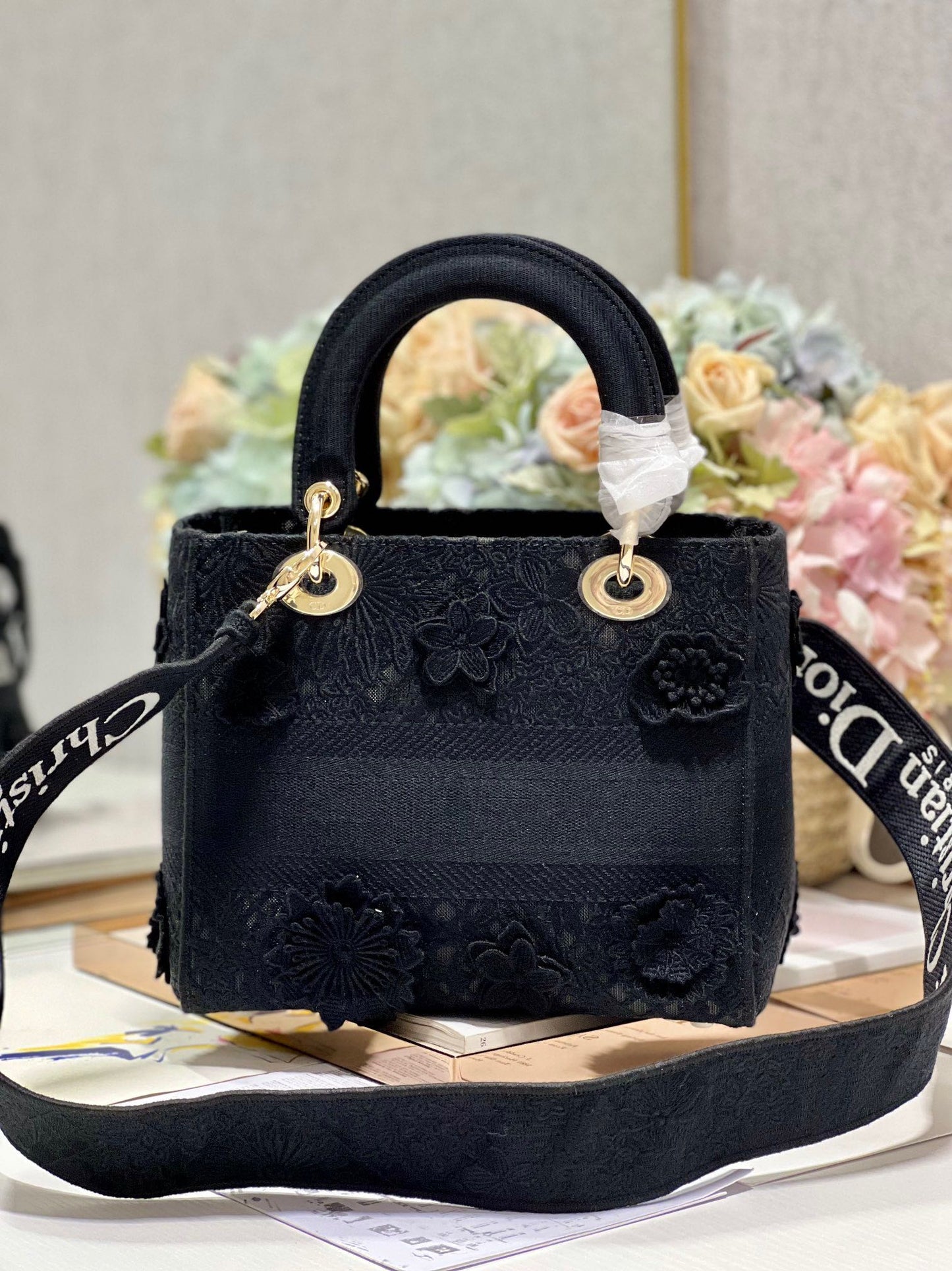 CD Flower Black 24 Lady Dior Bag Canvas 336721 mysite