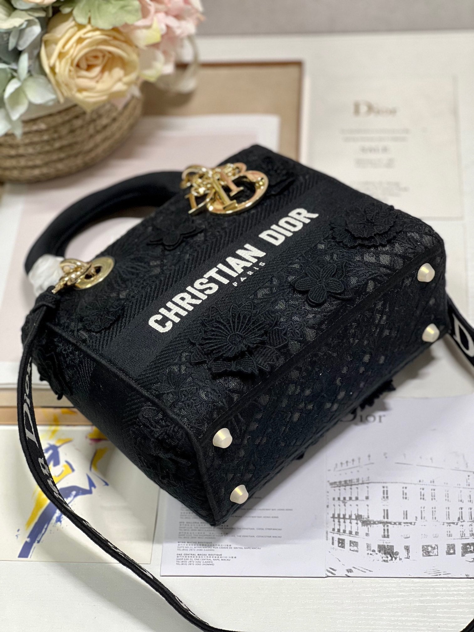 CD Flower Black 24 Lady Dior Bag Canvas 336721 mysite