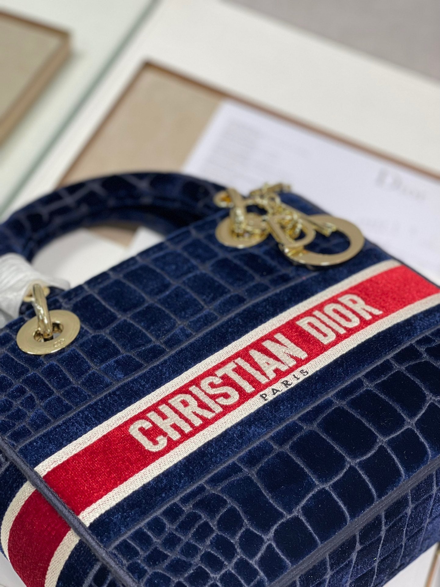 CD Velvet Crocodile Pattern 24 Lady Dior Bag Canvas 336657 mysite