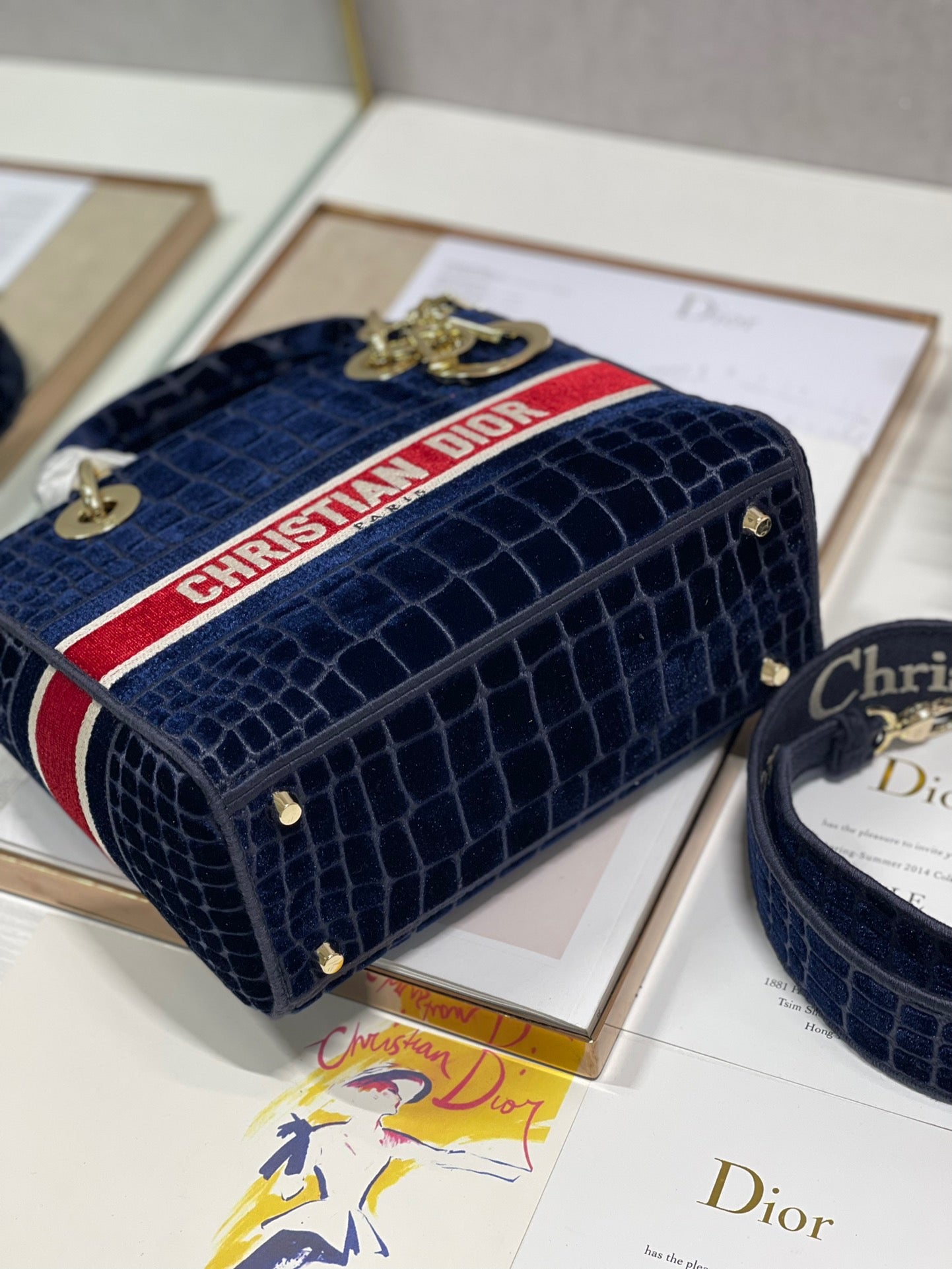 CD Velvet Crocodile Pattern 24 Lady Dior Bag Canvas 336657 mysite