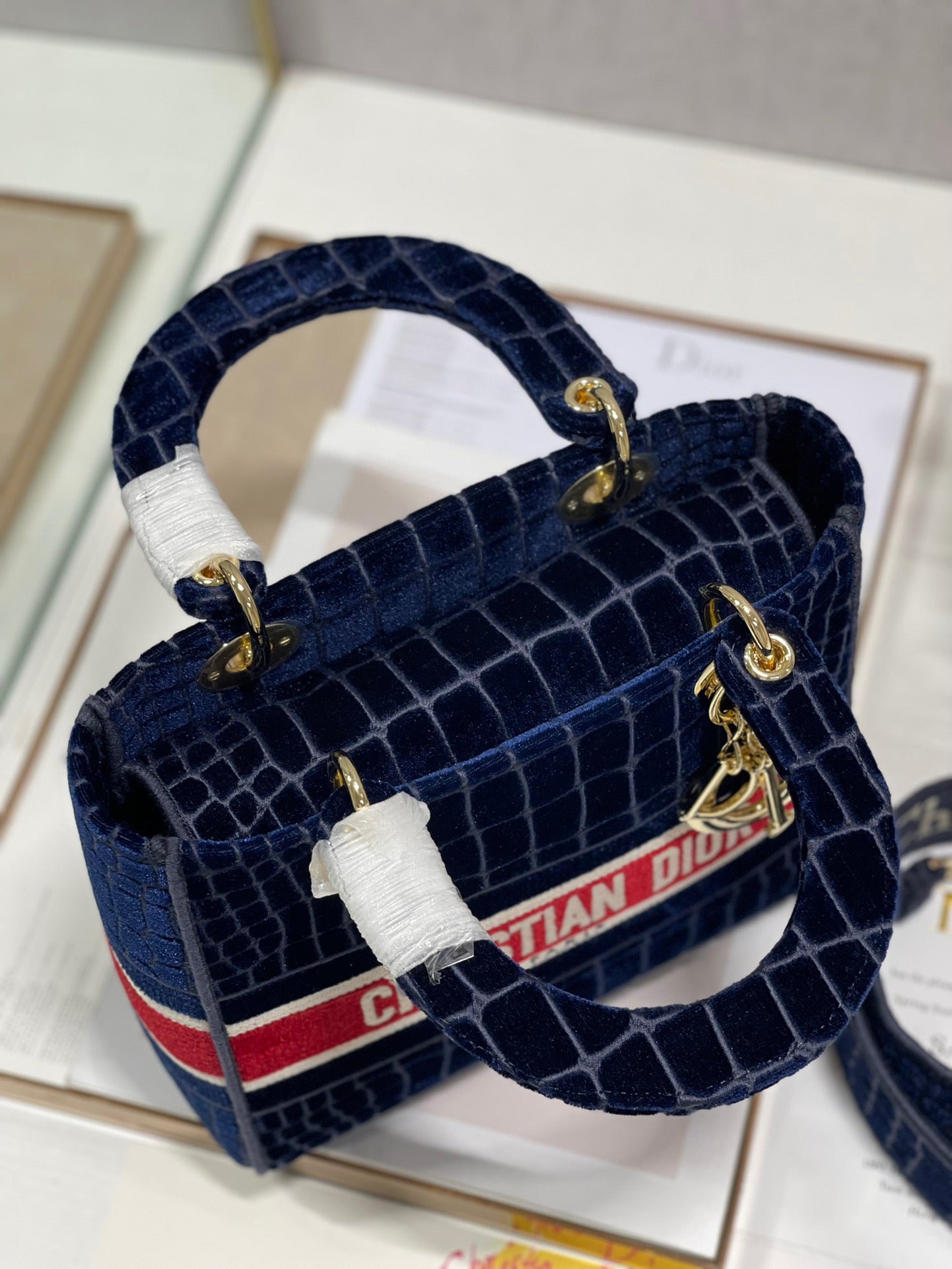 CD Velvet Crocodile Pattern 24 Lady Dior Bag Canvas 336657 mysite