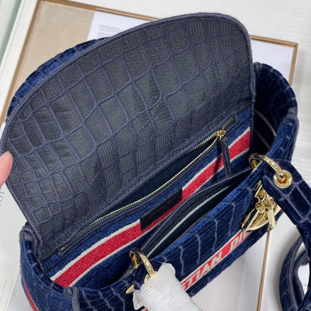 CD Velvet Crocodile Pattern 24 Lady Dior Bag Canvas 336657 mysite