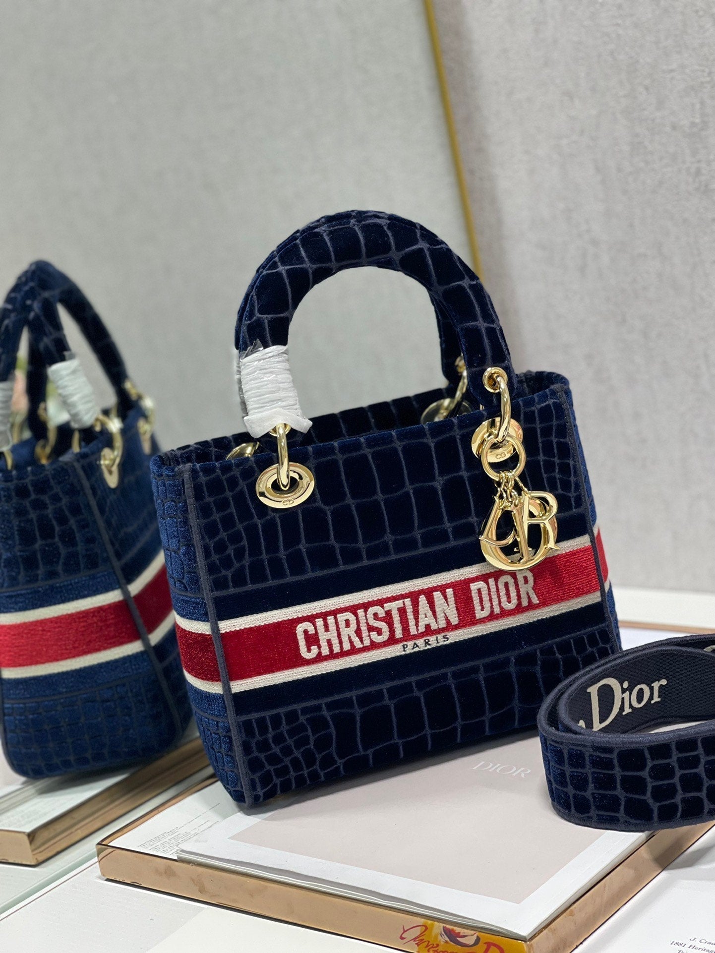 CD Velvet Crocodile Pattern 24 Lady Dior Bag Canvas 336657 mysite