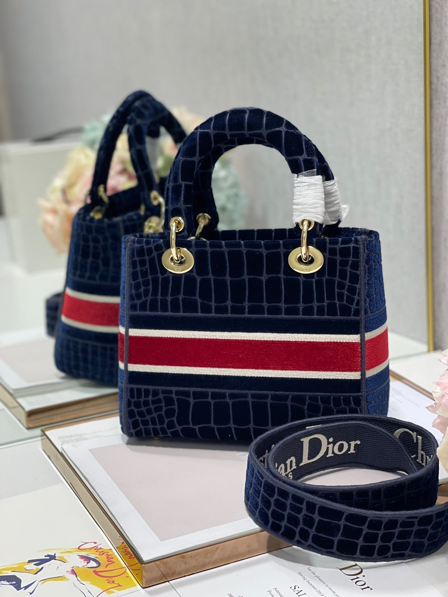 CD Velvet Crocodile Pattern 24 Lady Dior Bag Canvas 336657 mysite