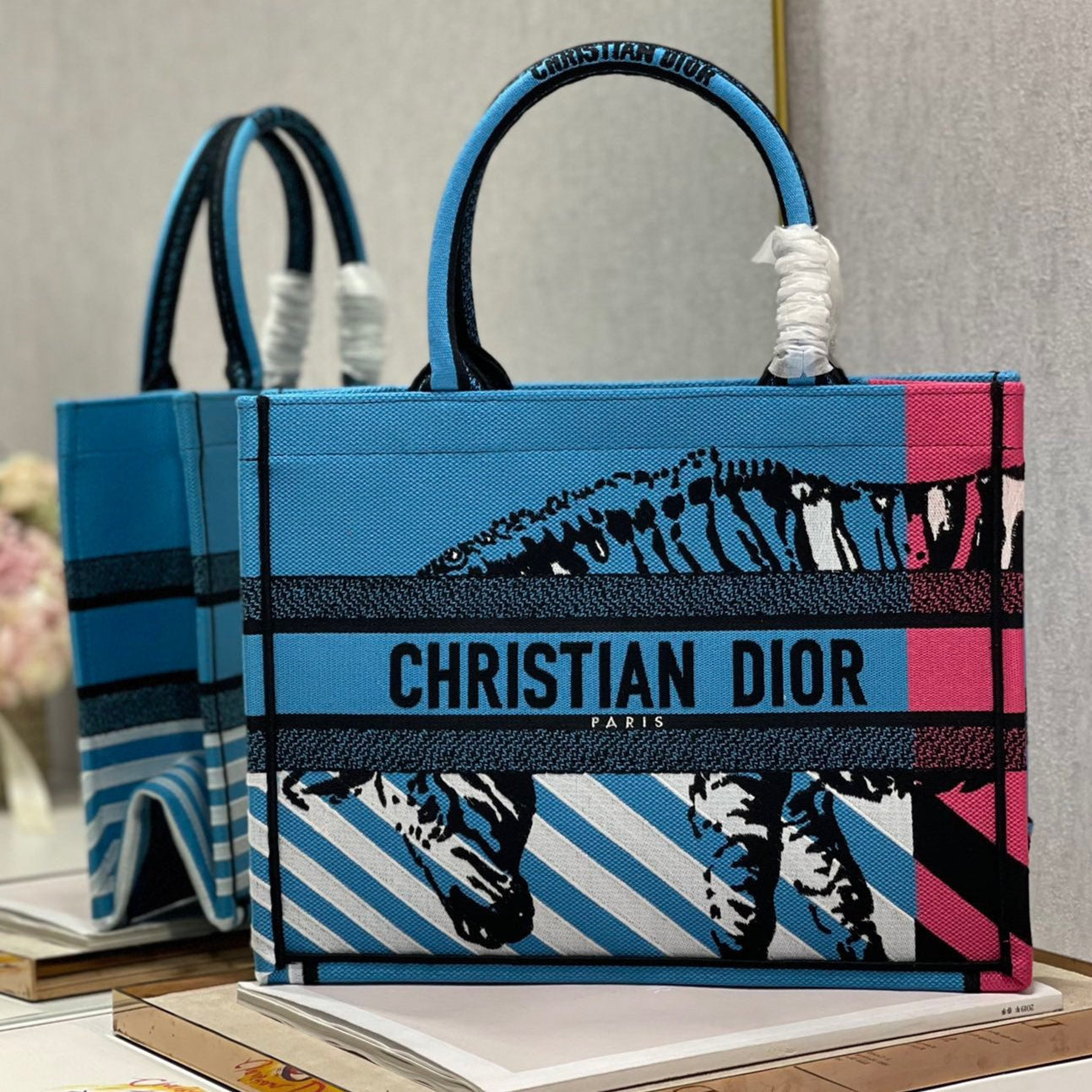 CD Zebra Book Tote Bag Blue Canvas 336519 mysite
