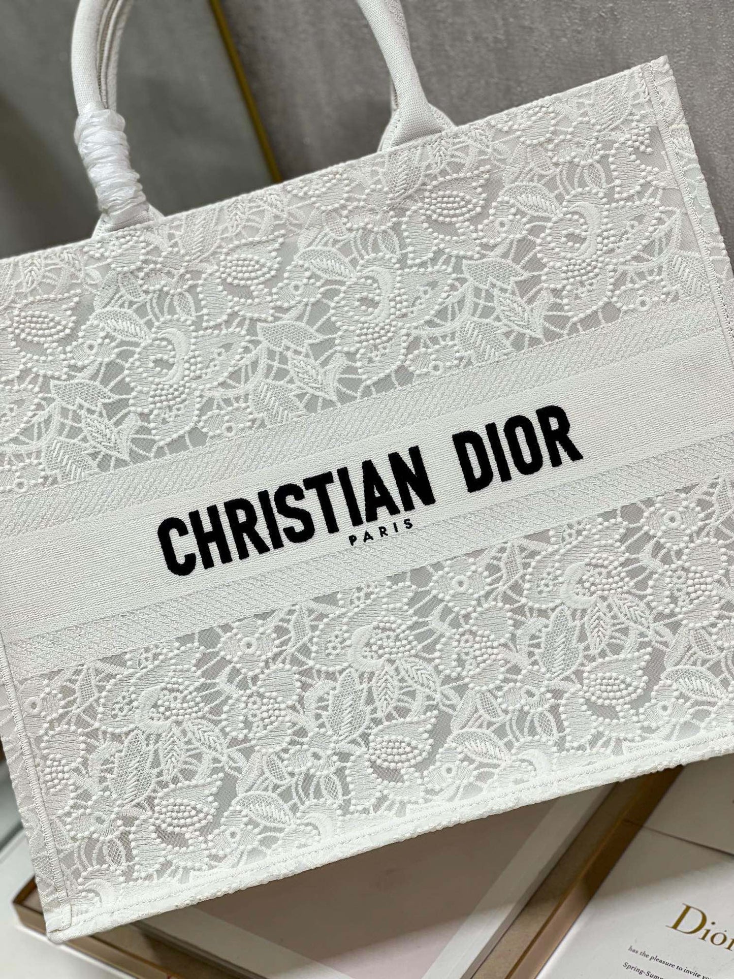 CD Mesh White Book Tote 42cm Bag Canvas 336561 mysite