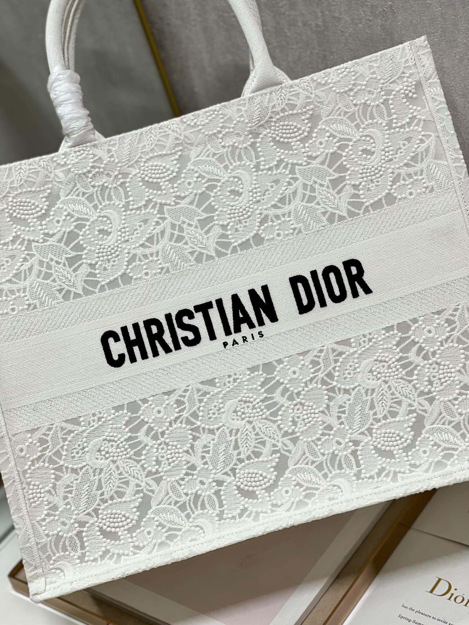 CD Mesh White Book Tote 42cm Bag Canvas 336561 mysite