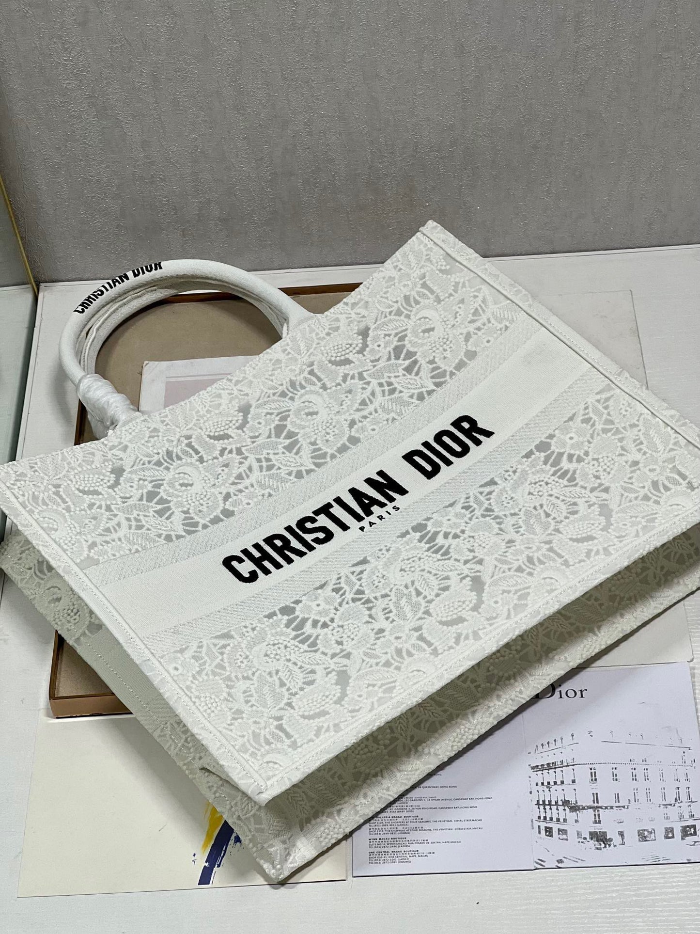 CD Mesh White Book Tote 42cm Bag Canvas 336561 mysite